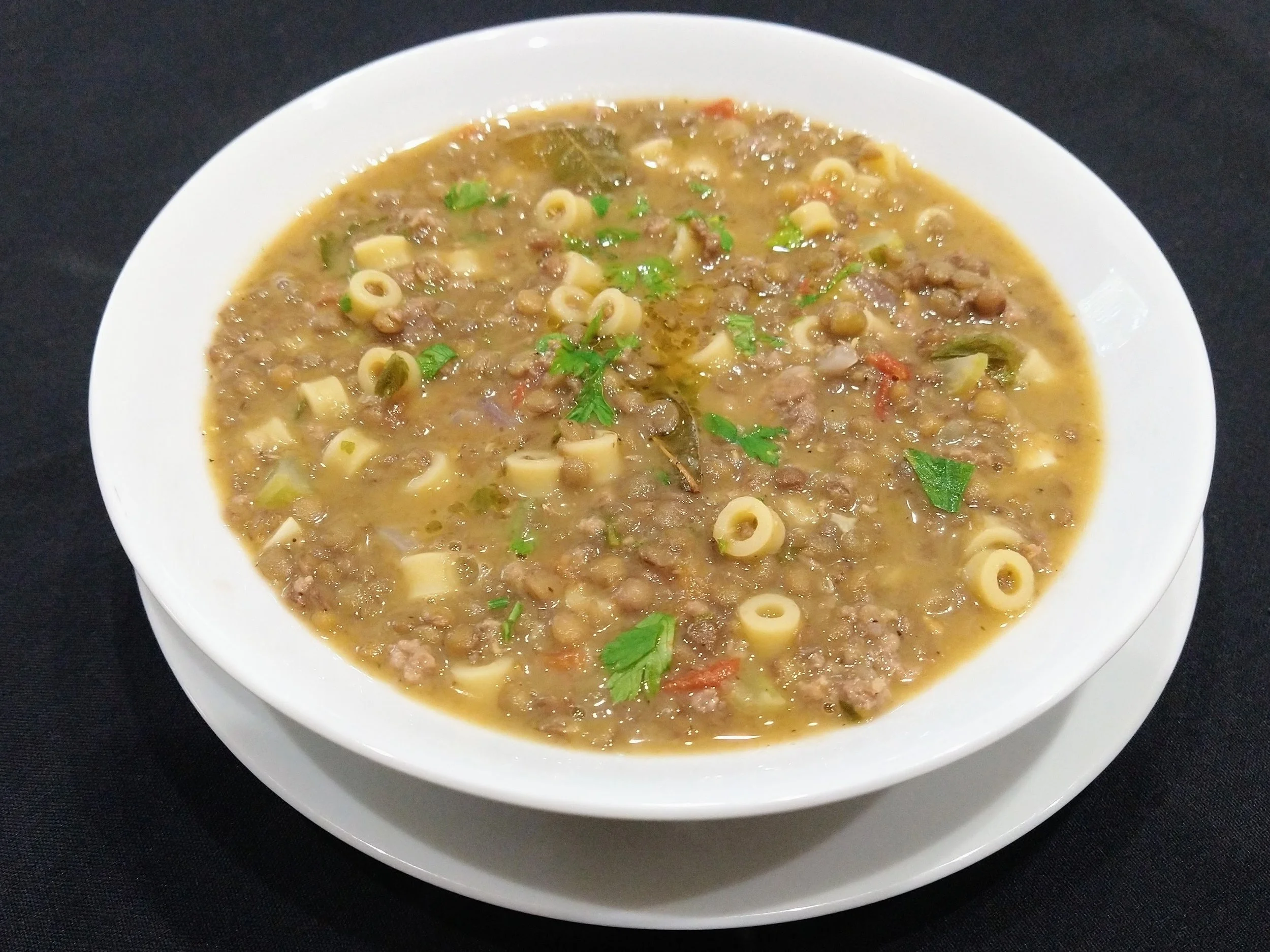Pasta and Lentils Soup Bowl
