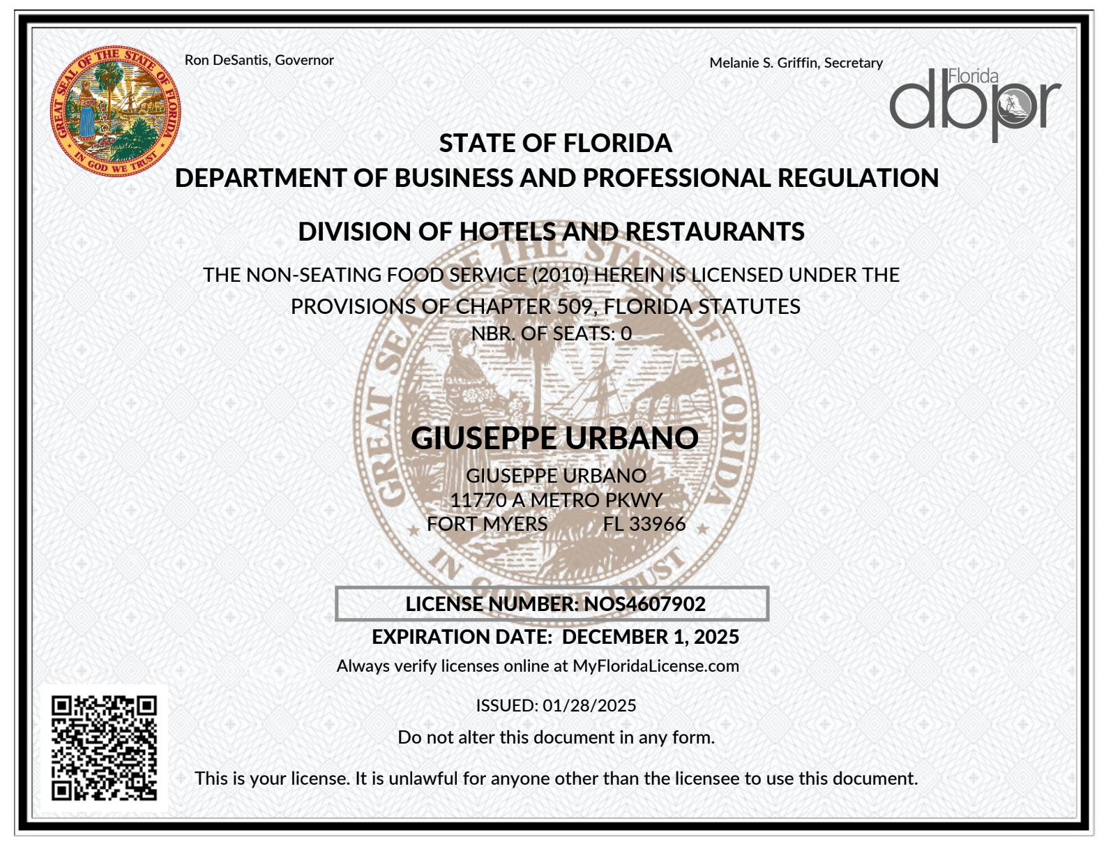 State Of Florida License