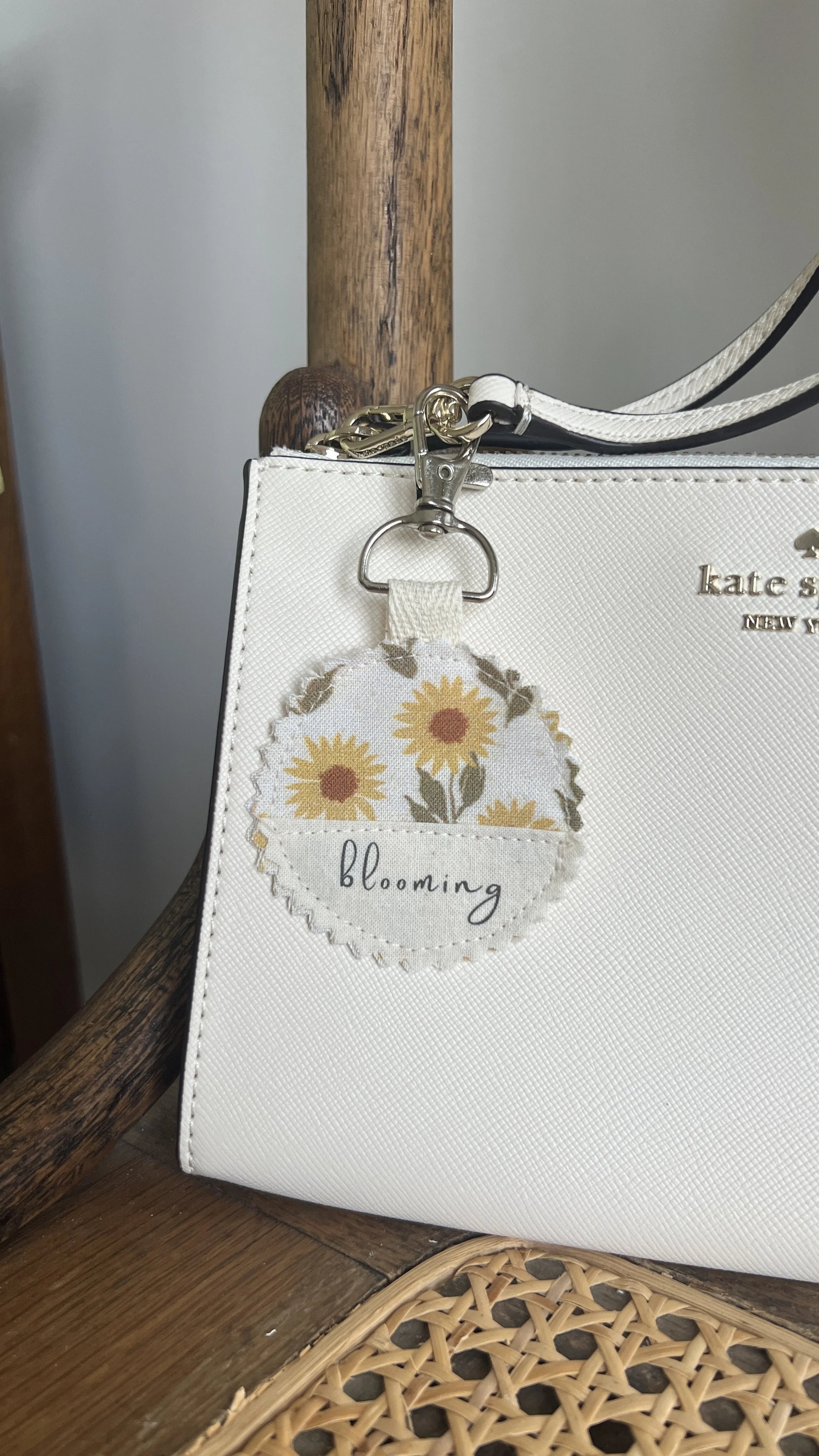 Sunflower Bag Charm with SILVER clasp