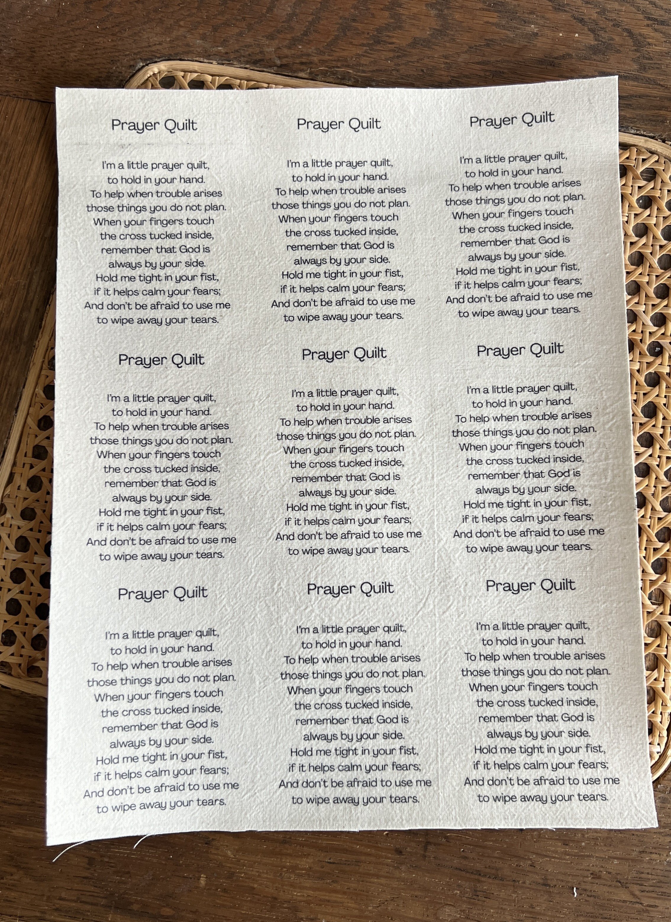 Prayer Quilt Printed Fabric