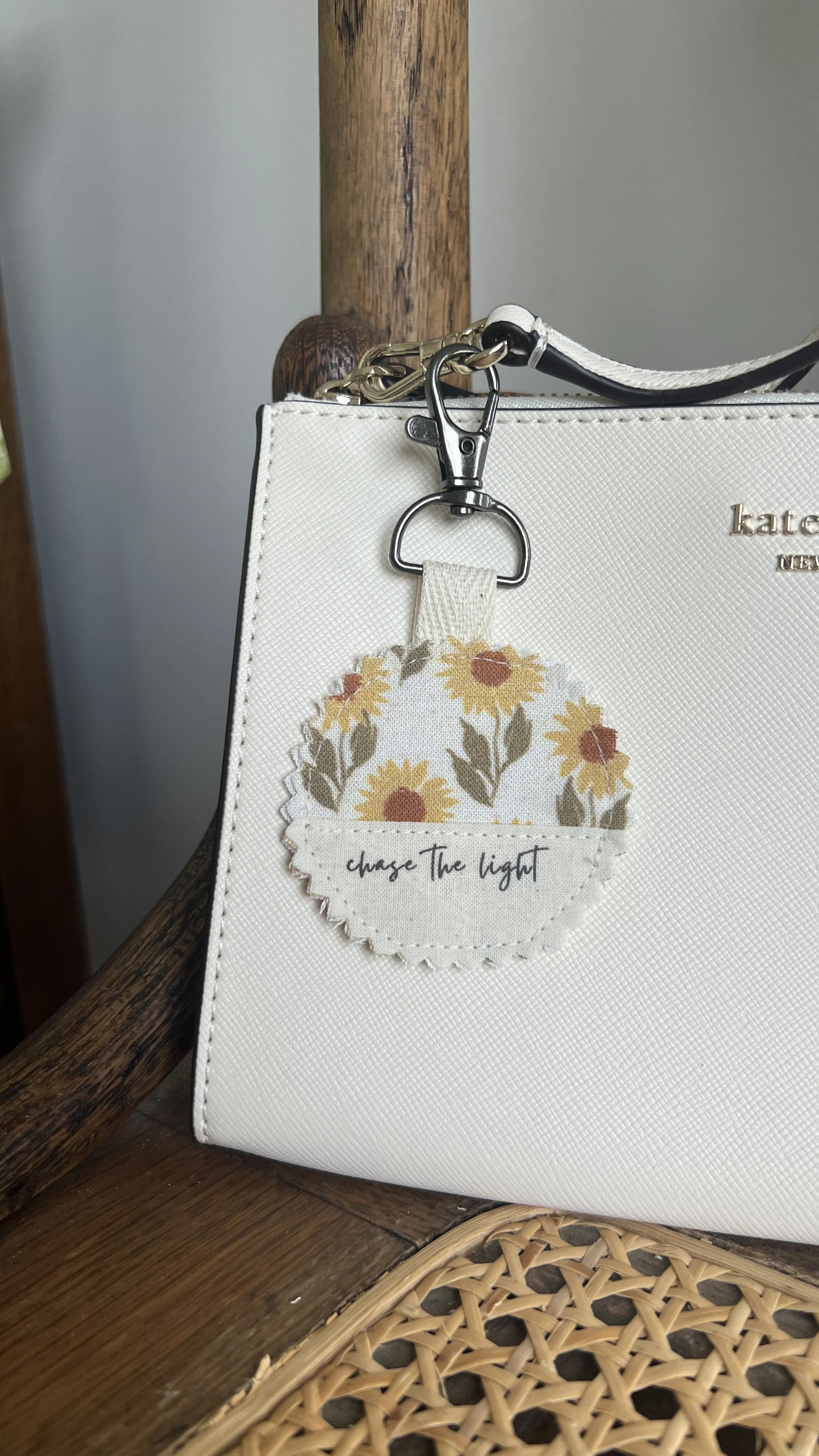 Sunflower Bag Charm with BLACK clasp