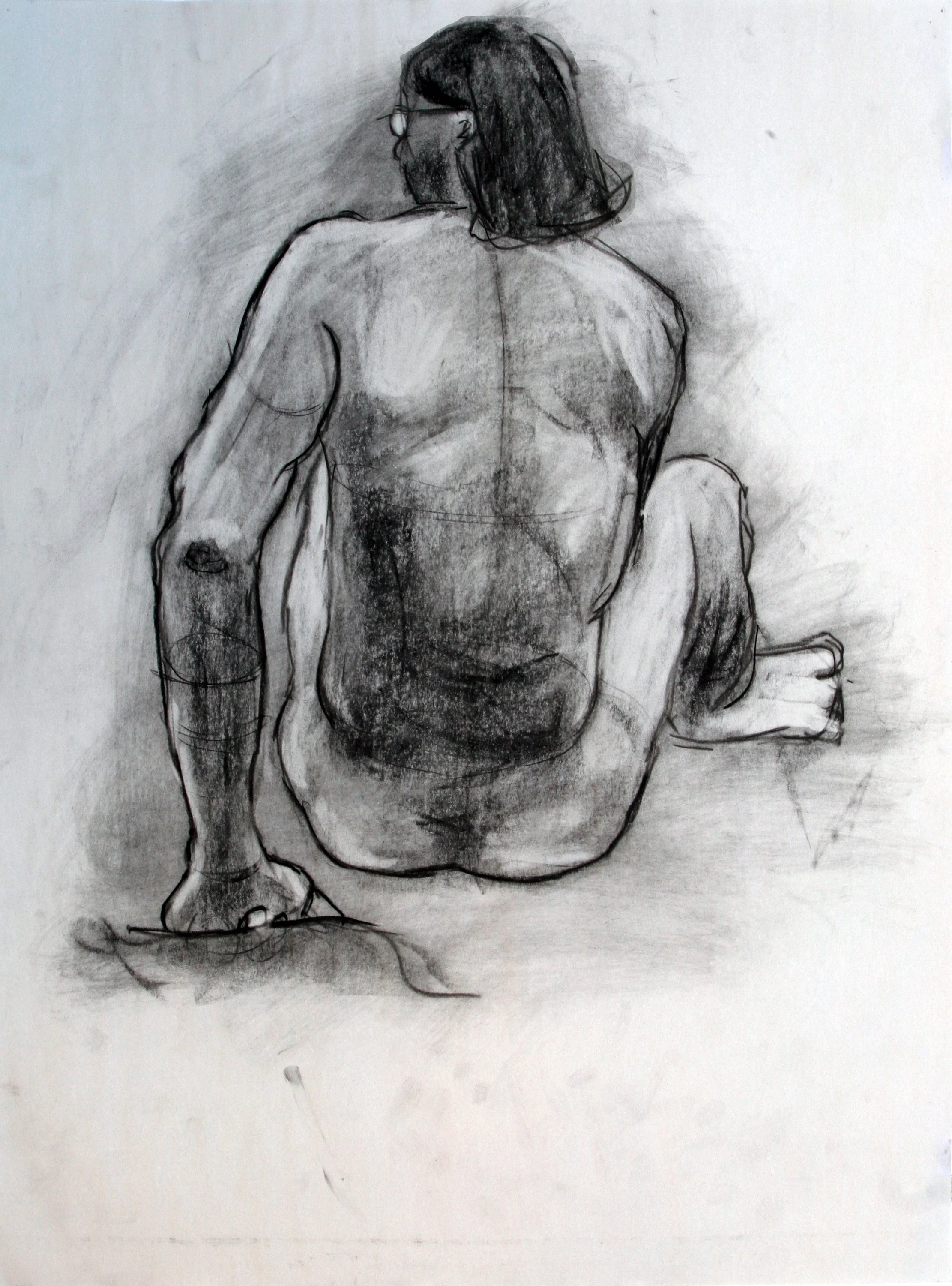 Vulnerable | Charcoal on paper. This gesture figure drawing was completed during my time at Howard Community College in my Drawing II class. This piece explores the vulnerability of the human form. Click to purchase this as a print.