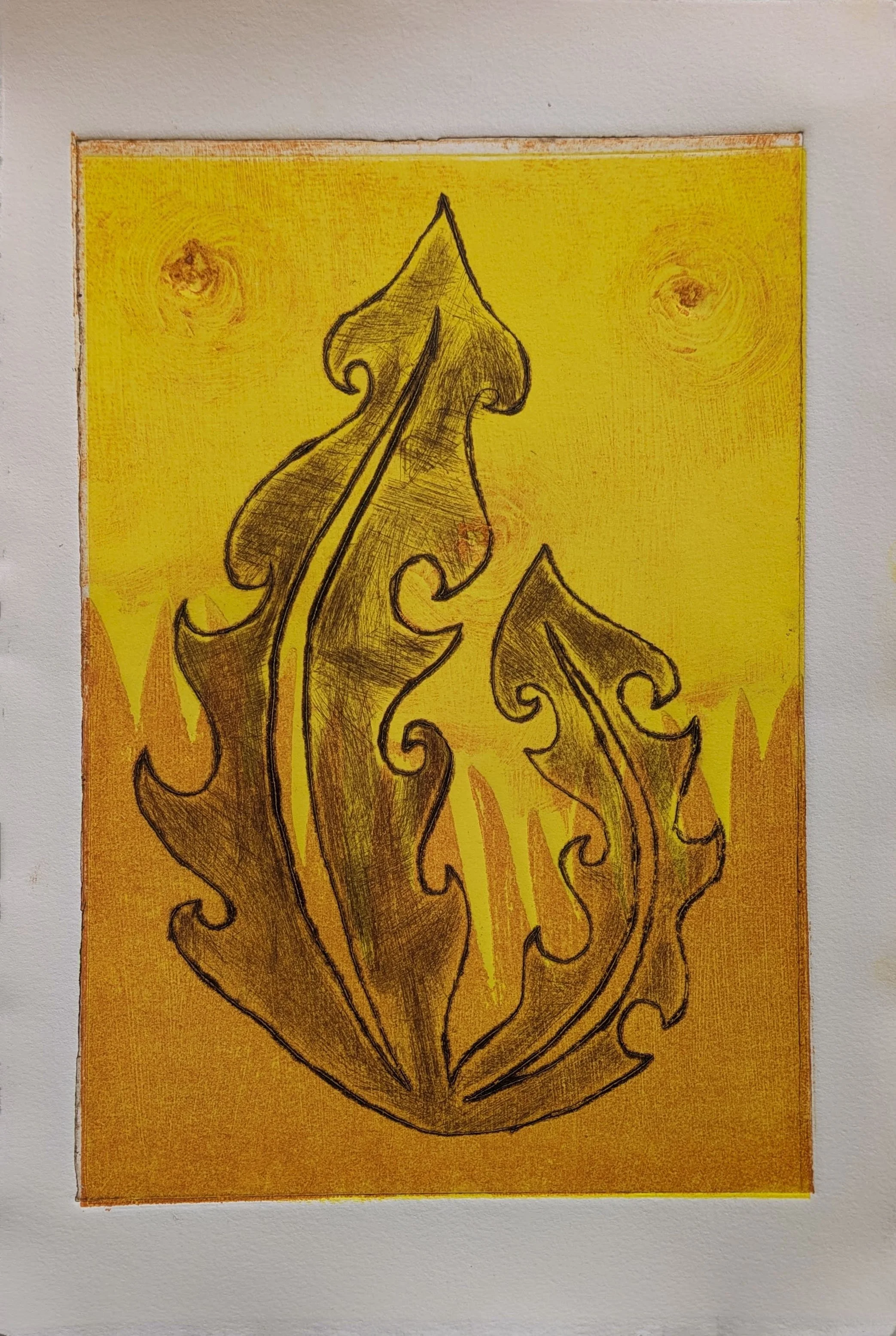 Summer Evening | Collagraph. This piece was completed during my time at University of Maryland Baltimore County in my Intro to Printmaking class.