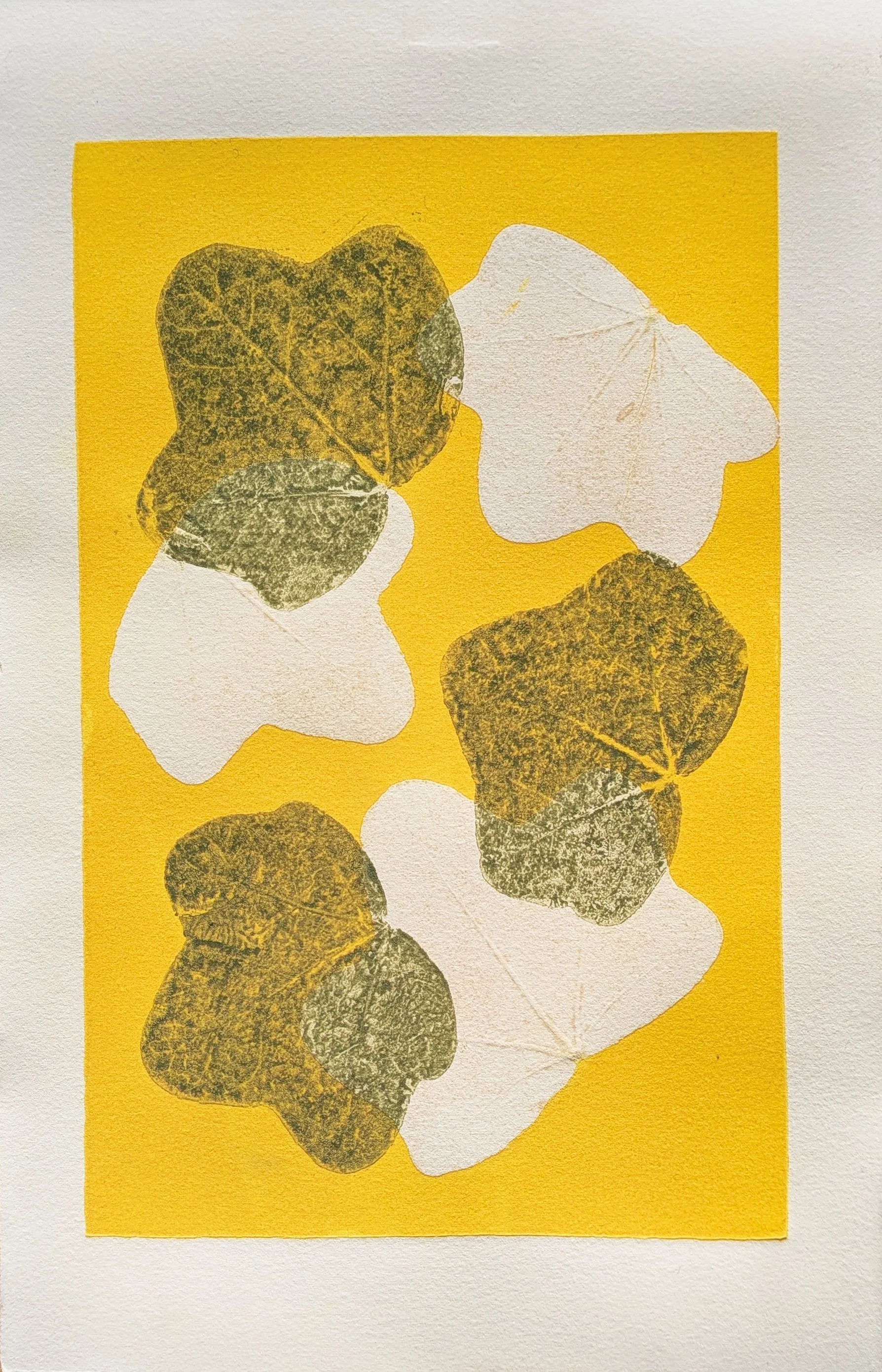 Leaves #2 | 2 color monotype print. This piece was completed during my time at University of Maryland Baltimore County in my Intro to Printmaking class.