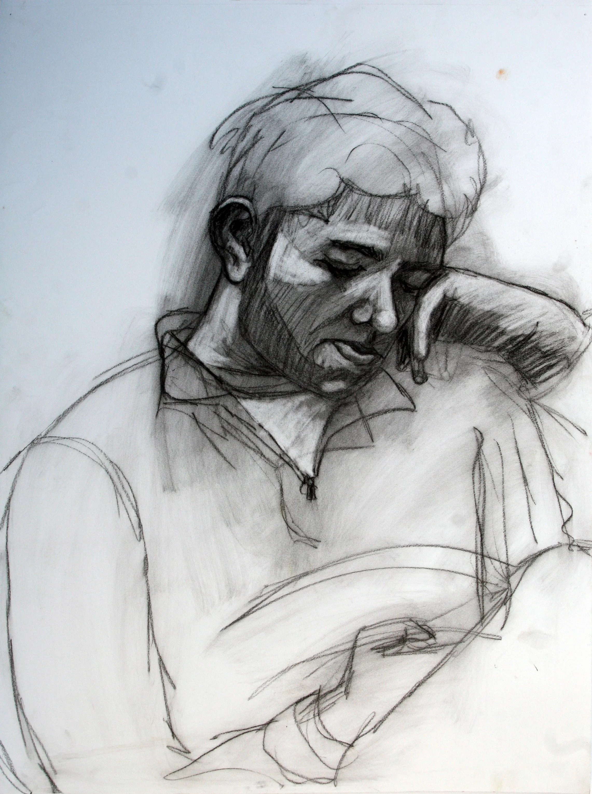 Young Love (Unfinished) | Charcoal on paper. This piece was completed during my time at Howard Community College in my Drawing II class. This is a portrait of my partner.