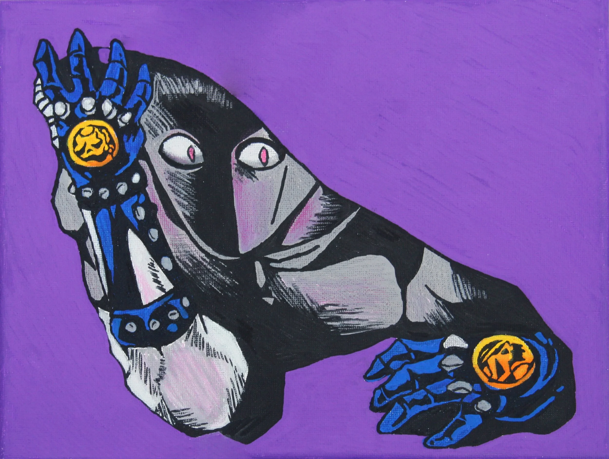 Killer Queen | Posca pens & Prismacolor pencils on 8"x10" canvas. This piece was completed in March 2023. Click for more info and images of this piece.