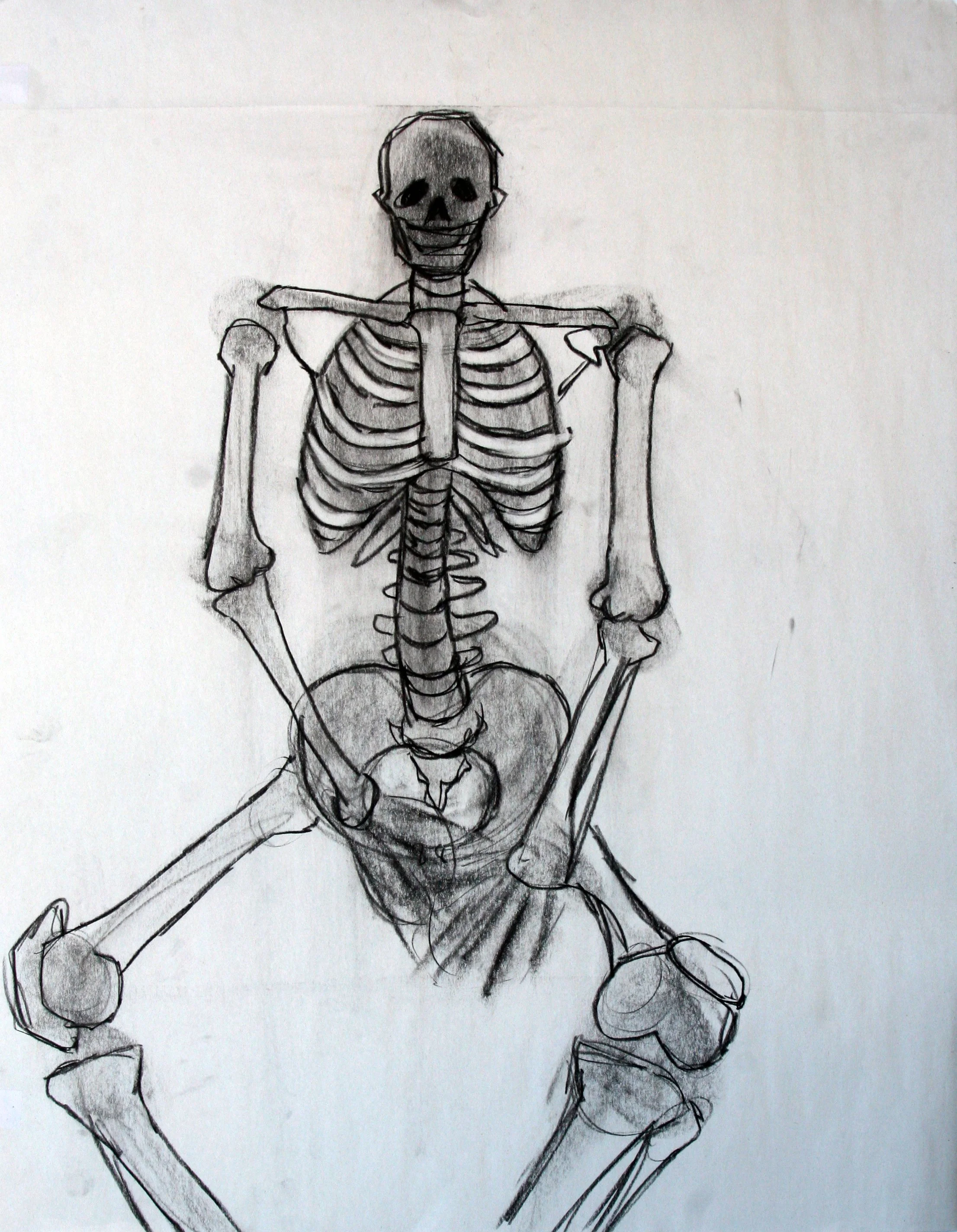 Skelly Friend # 3 | Charcoal on paper. This gesture drawing was completed during my time at Howard Community College in my Drawing II class.