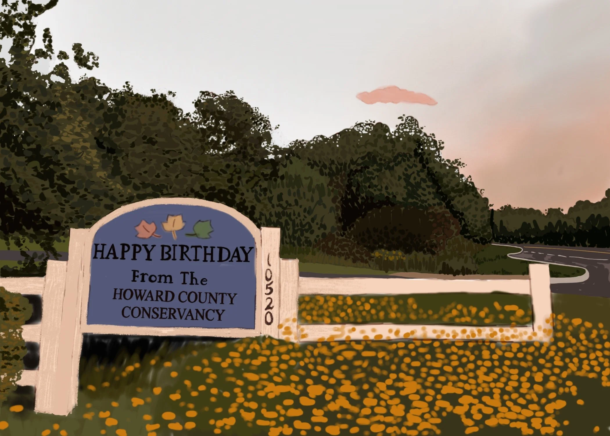 Howard County Conservnacy | This is a birthday postcard I was commissioned to create for a local buisness.