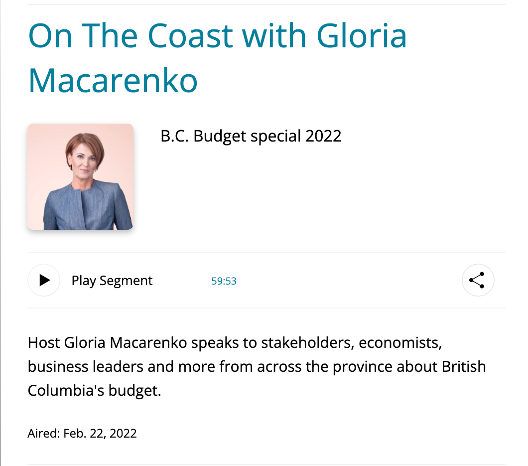 CBC On the Coast - B.C. Budget Special - Feb 2022