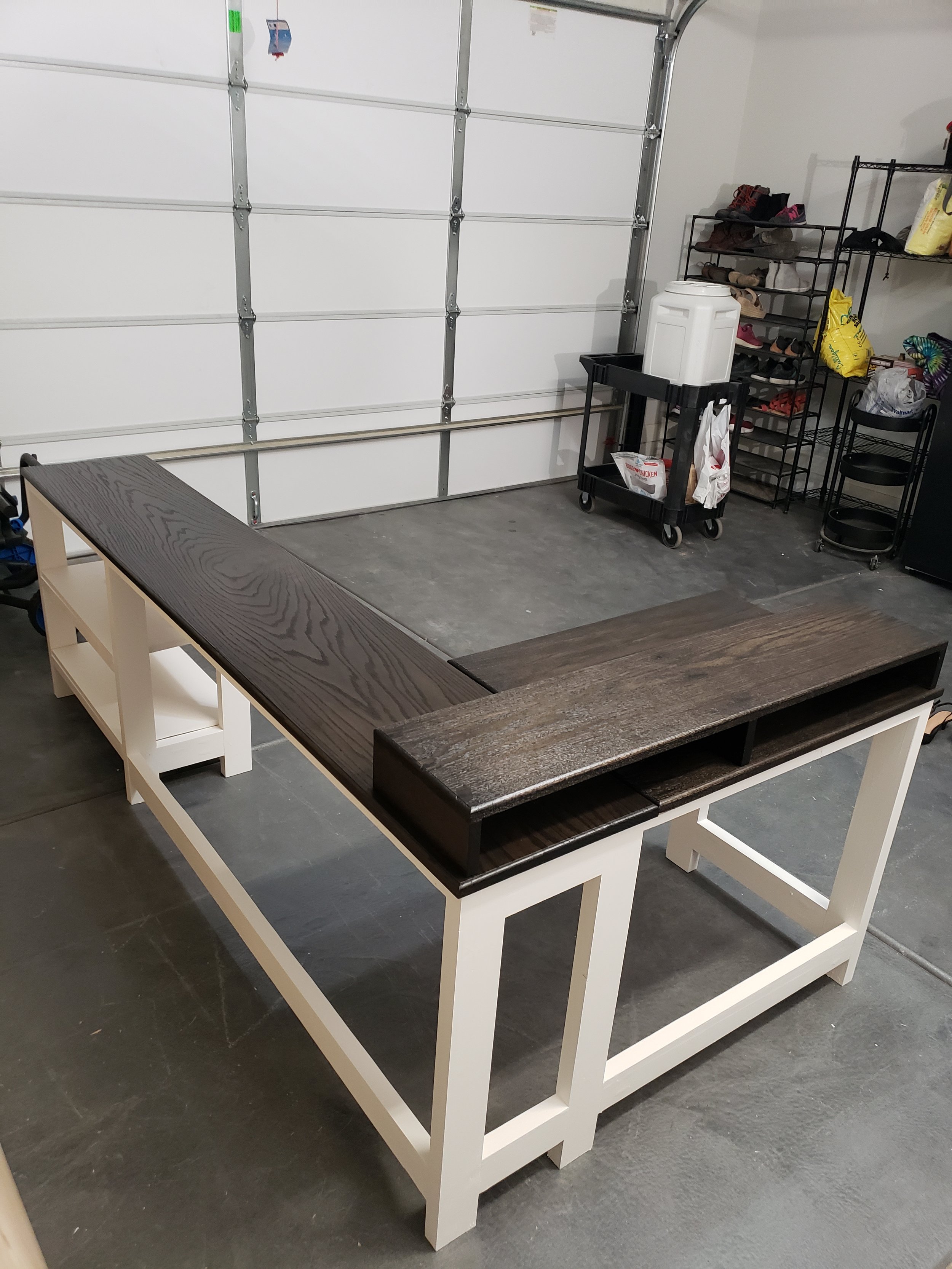Narrow Custom Desk with Additional Small Platform On Top