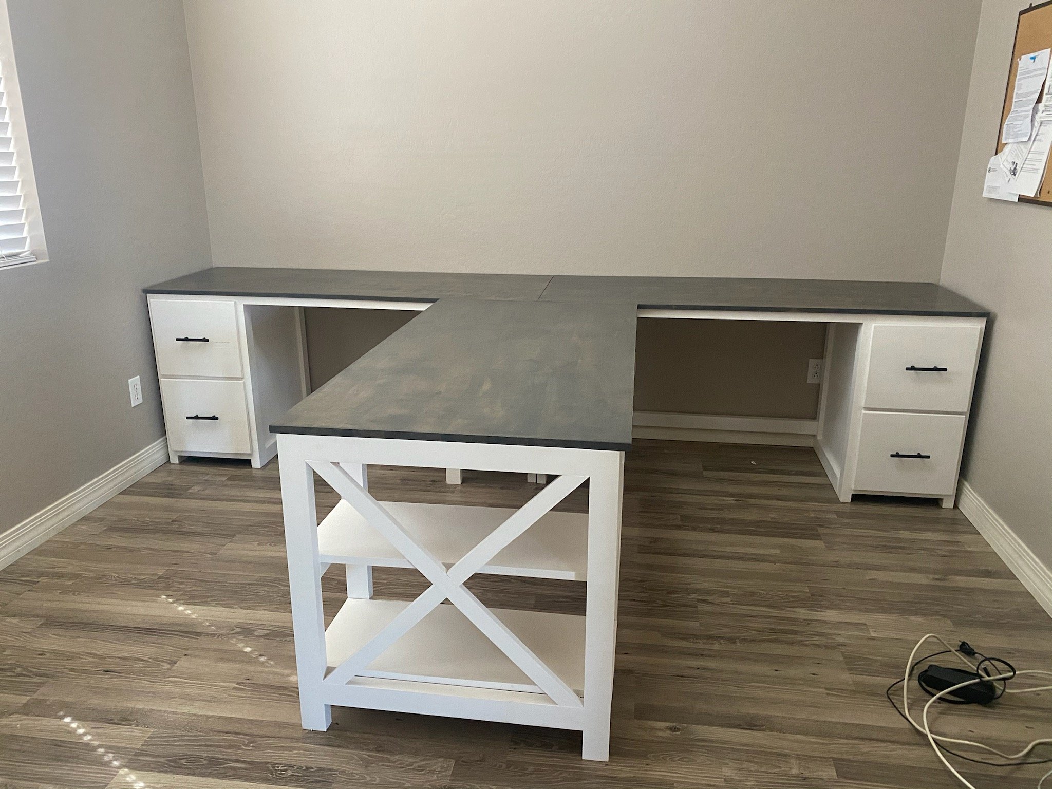3-Piece White and Grey Desk