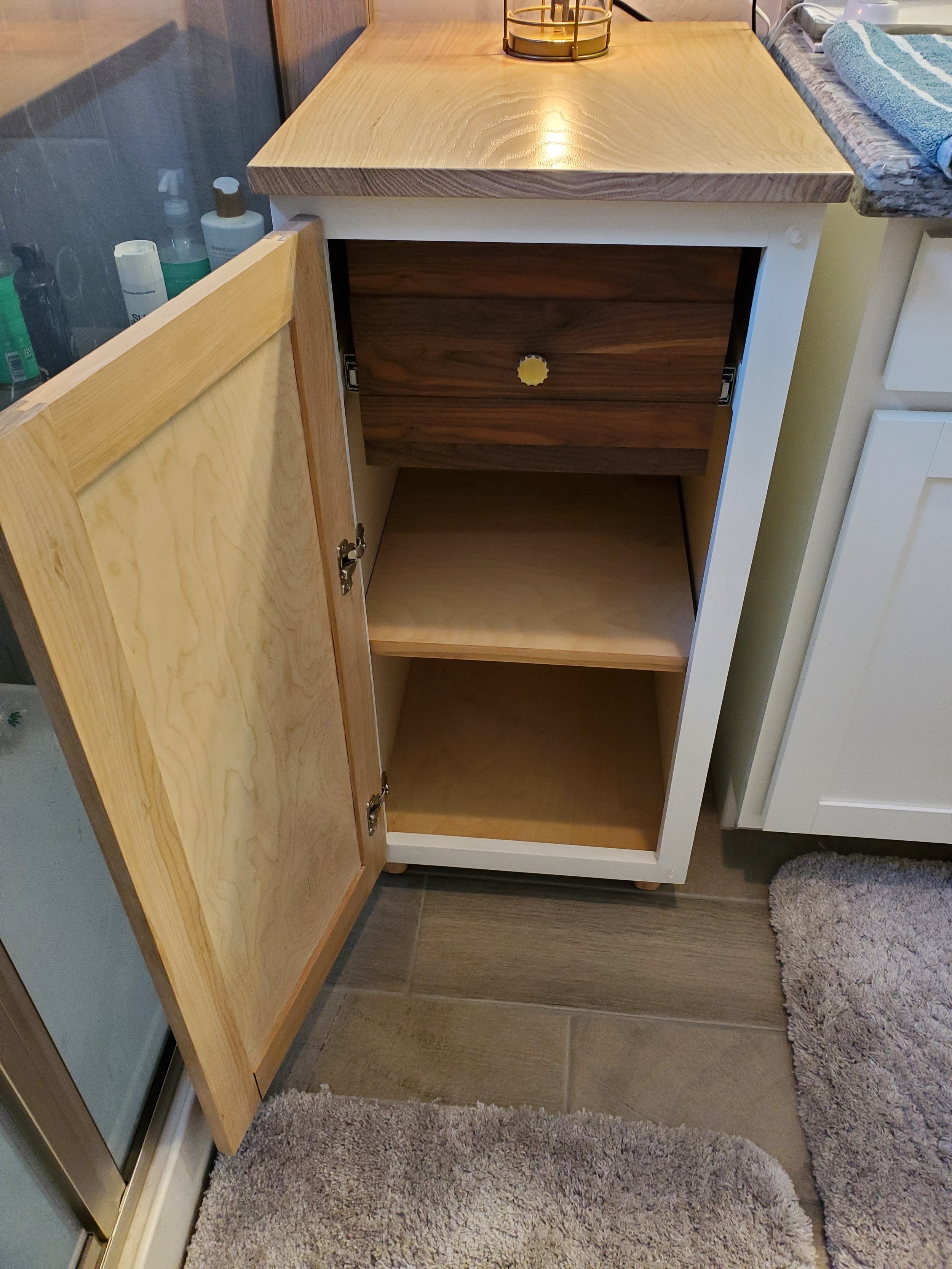 Bathroom Cabinet with Walnut Drawer and Shelves 2