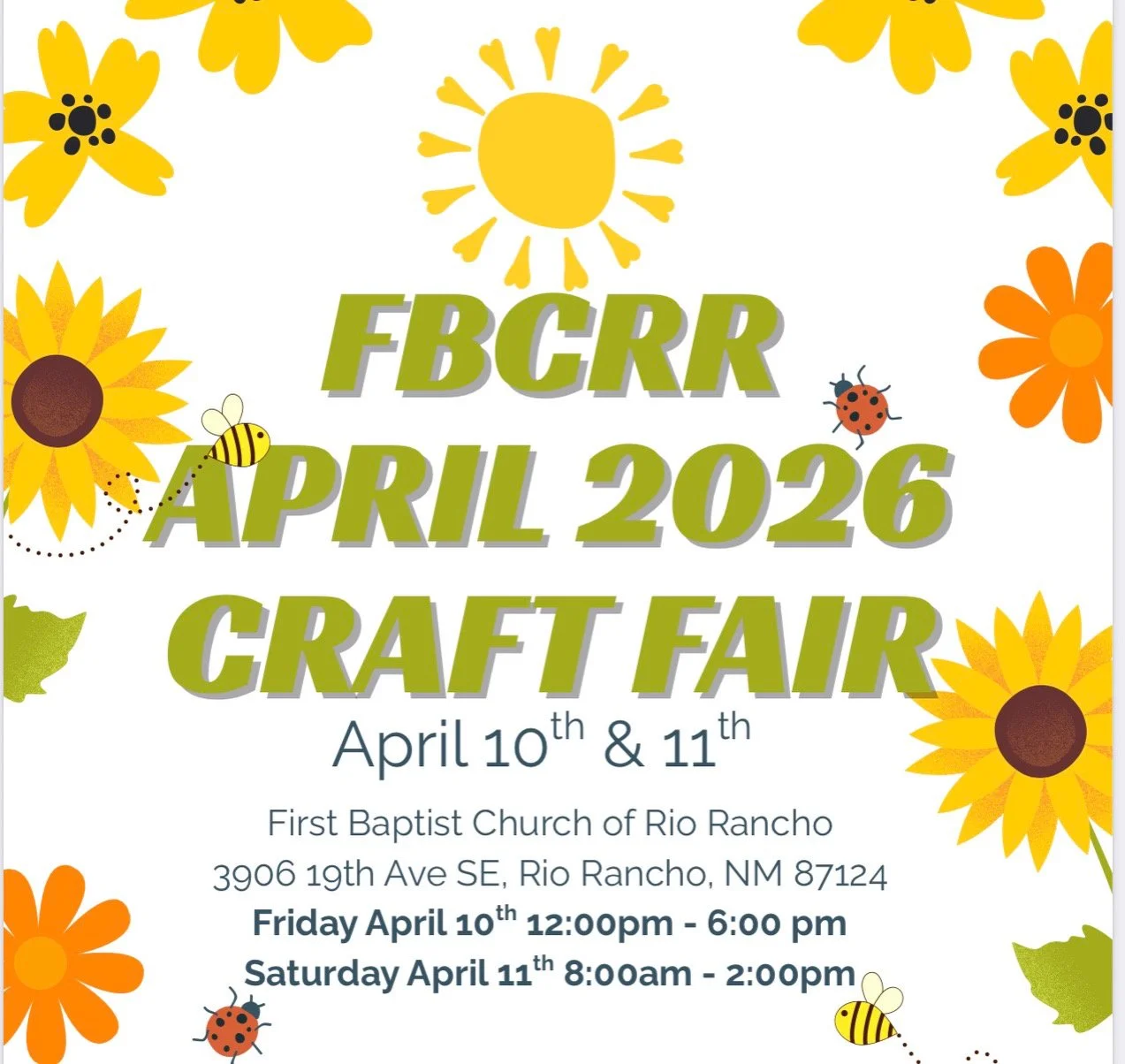 FBCRR April 2026 Craft Fair