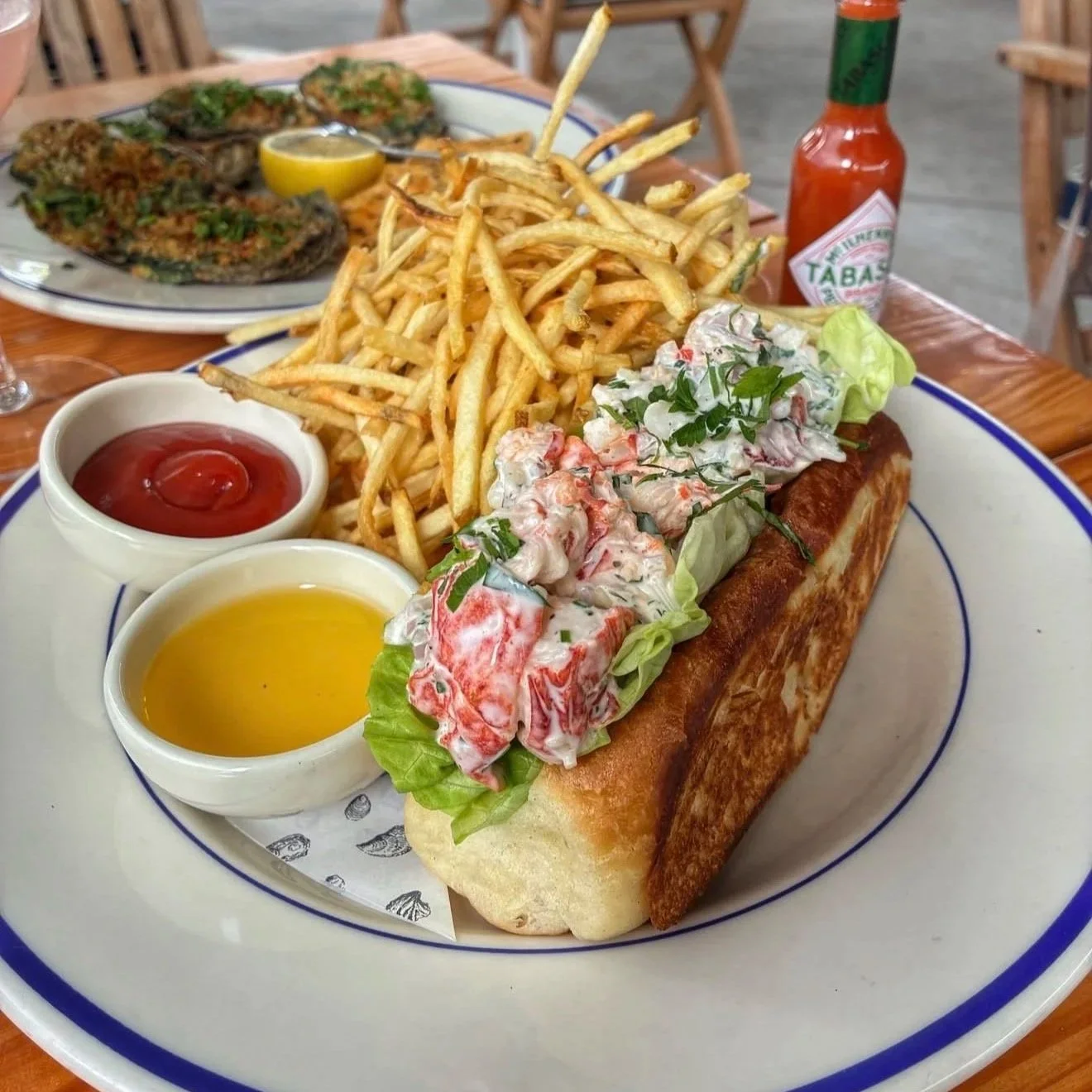 New England style lobster roll at Clark's Oyster Bar Houston