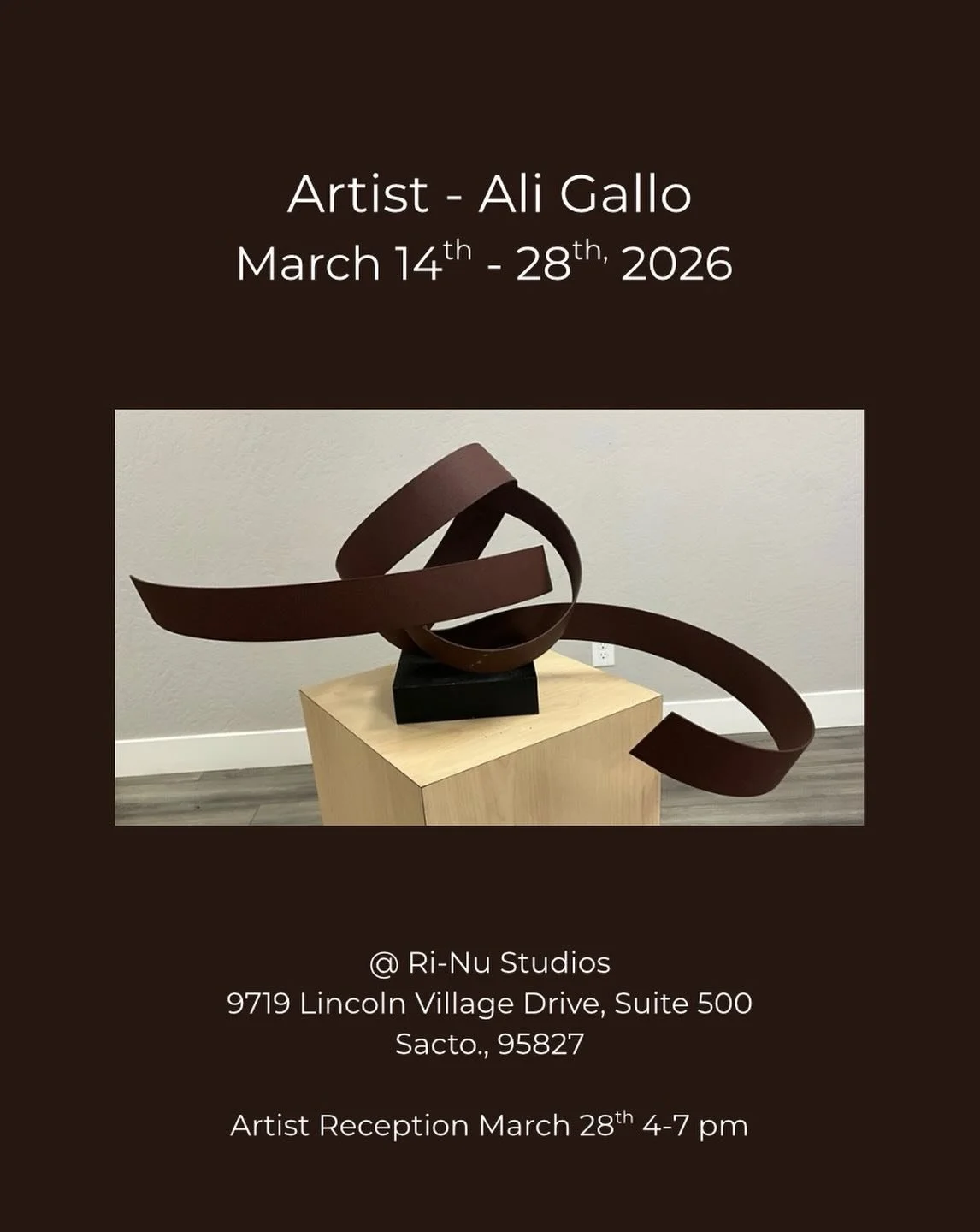 Artist Reception the 28th 4-7pm