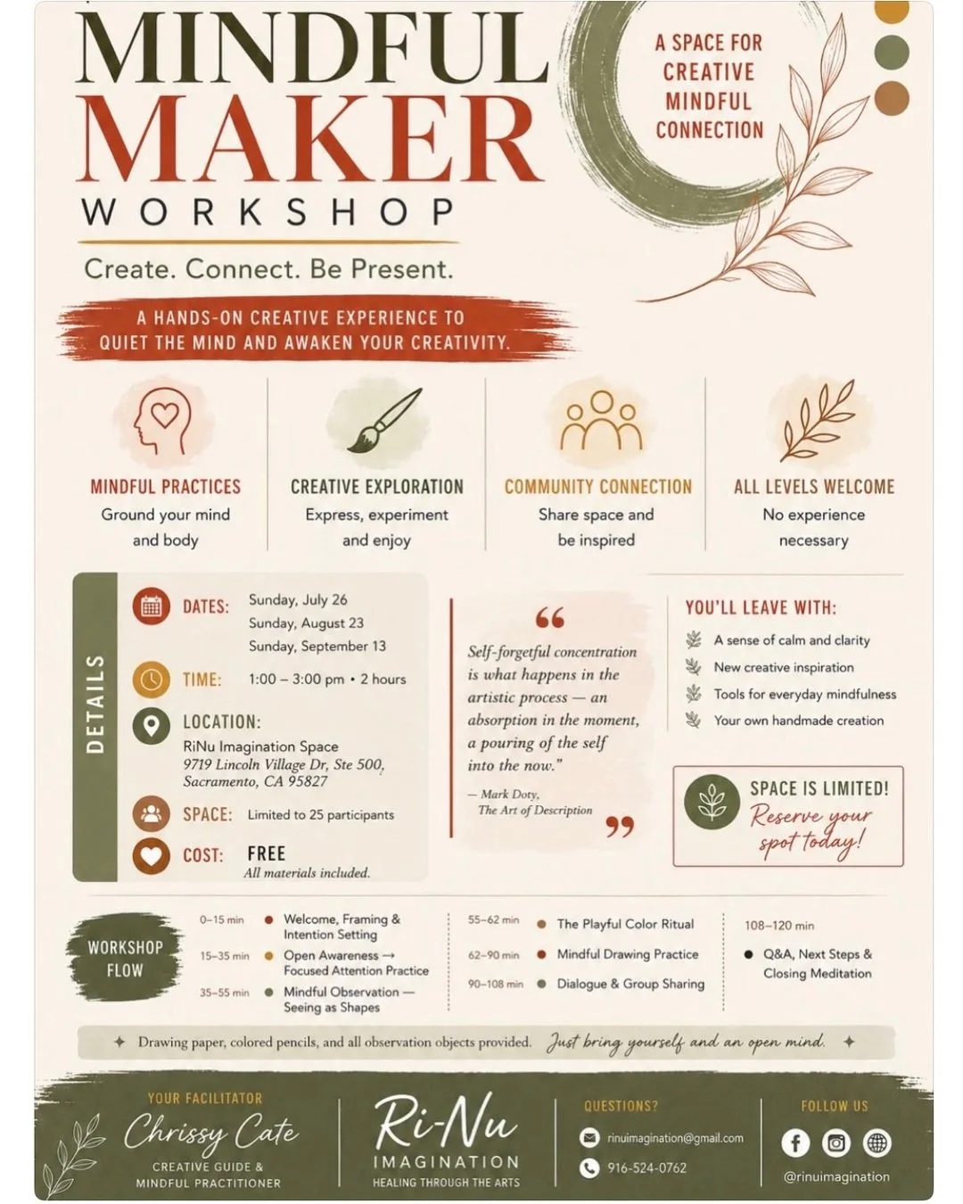 Mindful Maker Workshop [July 26, August 23, and September 13 from 1 PM - 3 PM]