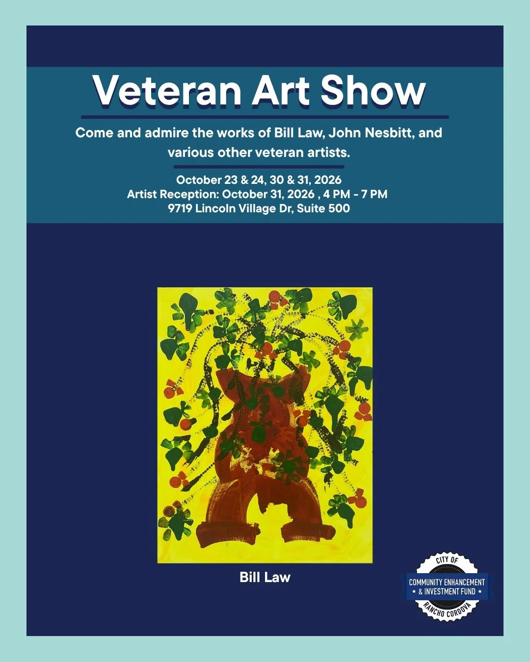 Veteran Art Show [October 23 &amp; 24, October 30 &amp; 31, 2026]

Artist Reception: October 31, 2026, 4 - 7 PM @ Ri-Nu Studios