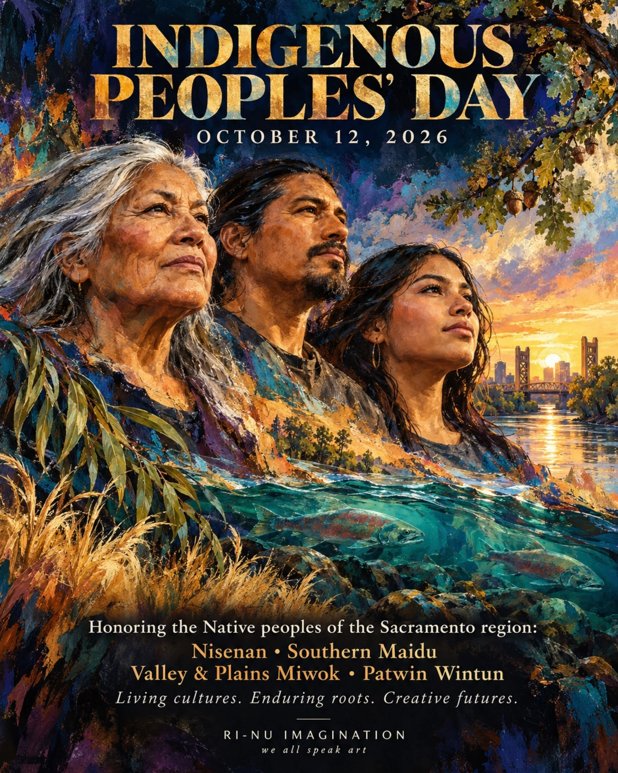 This Indigenous Peoples&rsquo; Day, Ri-Nu Imagination honors the Nisenan, Southern Maidu, Valley and Plains Miwok, and Patwin Wintun peoples of the Sacramento region&mdash;their enduring presence, living cultures, and creative voices.