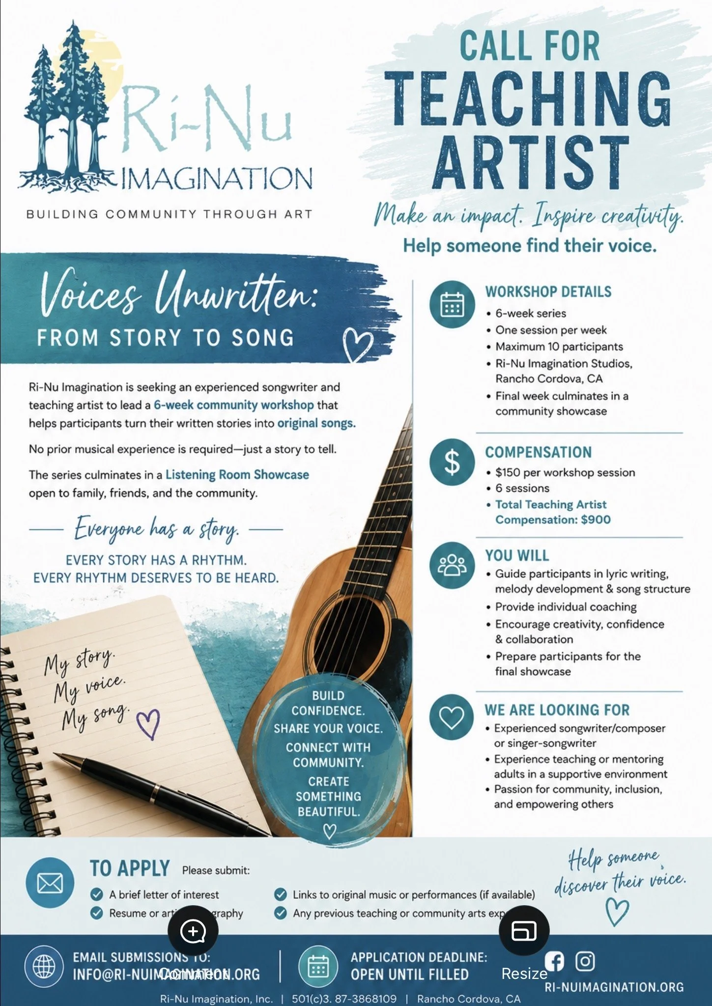 Ri-Nu Imagination - Call For Teaching Artist