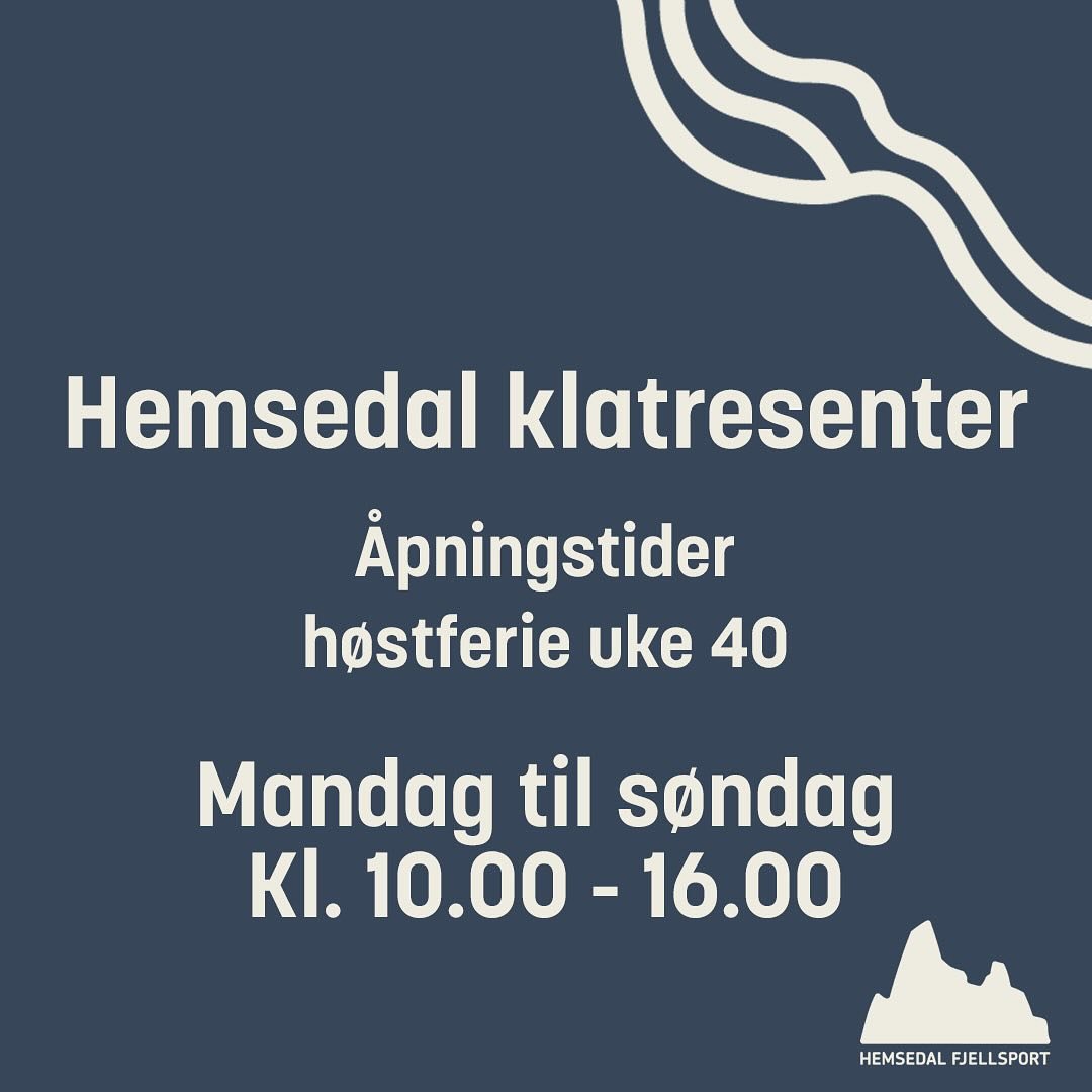 Hemsedal klatresenter har &aring;pent hver dag kl 10.00 - 16.00 denne uka. For mer info og link til bestilling se hemsedalfjellsport.no