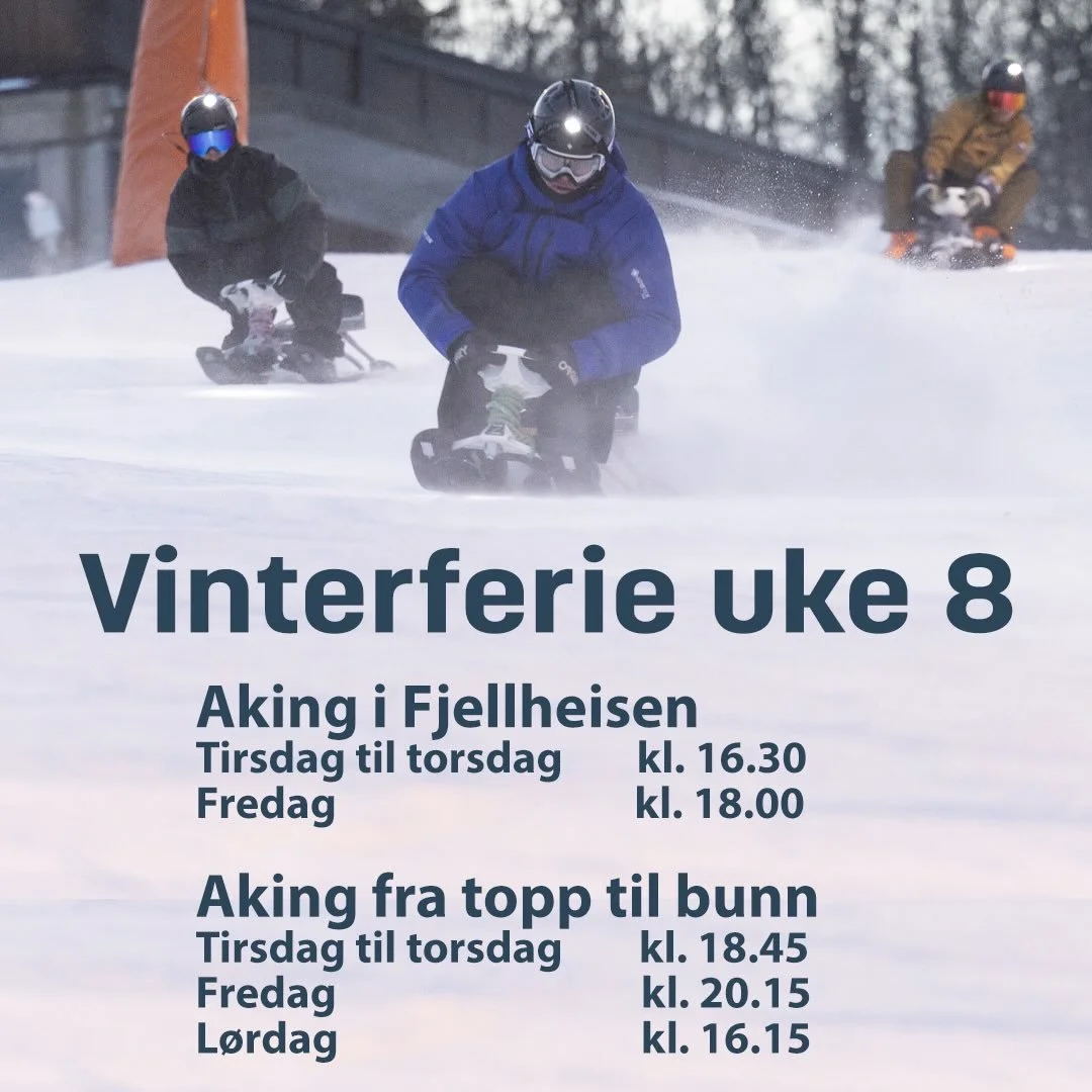 I vinterferien har vi aking i Fjellheisen tirsdag til fredag, og aking fra topp til bunn hver dag. Det vil bli fullt, s&aring; bestill allerede i dag p&aring; bookhemsedal.no