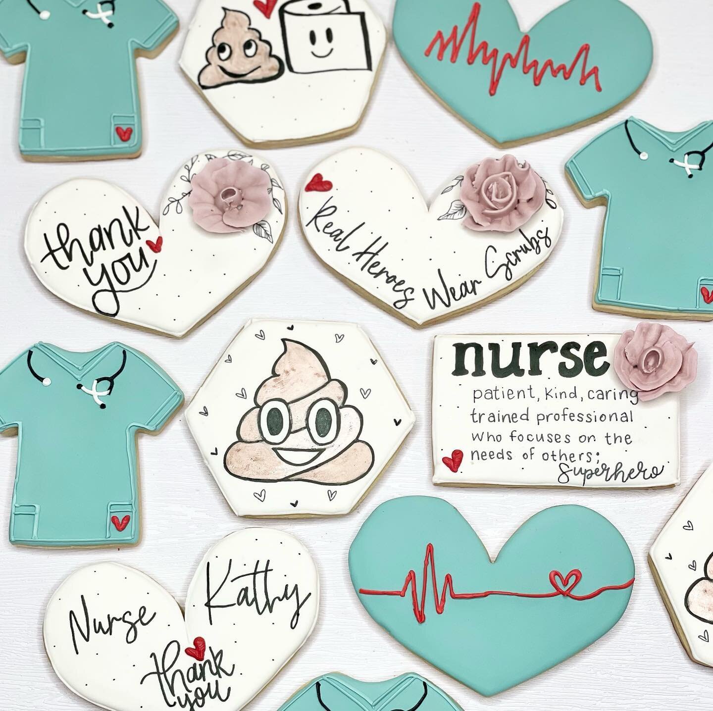 &bull; So much appreciation to all the nurses out there!!! True superheroes ❤️🫶🏼 🦸&zwj;♀️ 
&bull;
&bull;
&bull;
#northandoverbaker #homemade #customcookies #weloveournurses #superheroes #decoratedsugarcookies #nursecookies #shopsmall #shoplocal