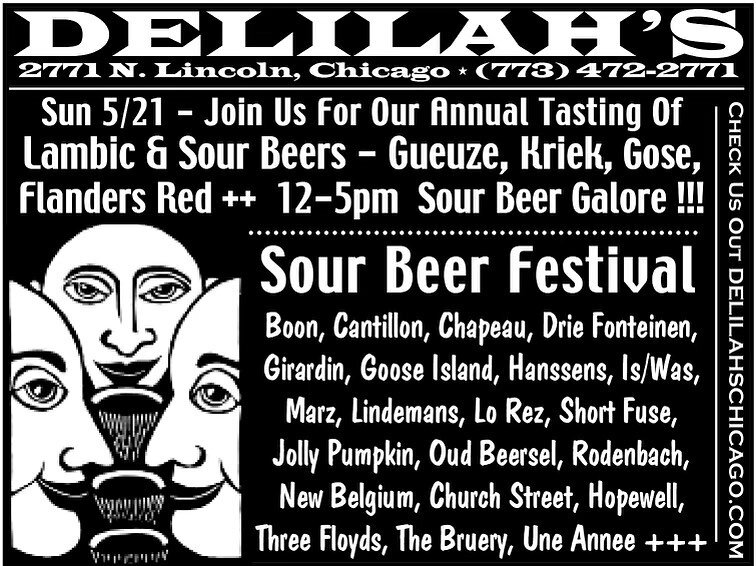 Come by @delilahschicago on Sunday for Sour Beer Fest! We will be pouring a wide range of our mixed culture beers including a couple special bottles we haven&rsquo;t released yet!