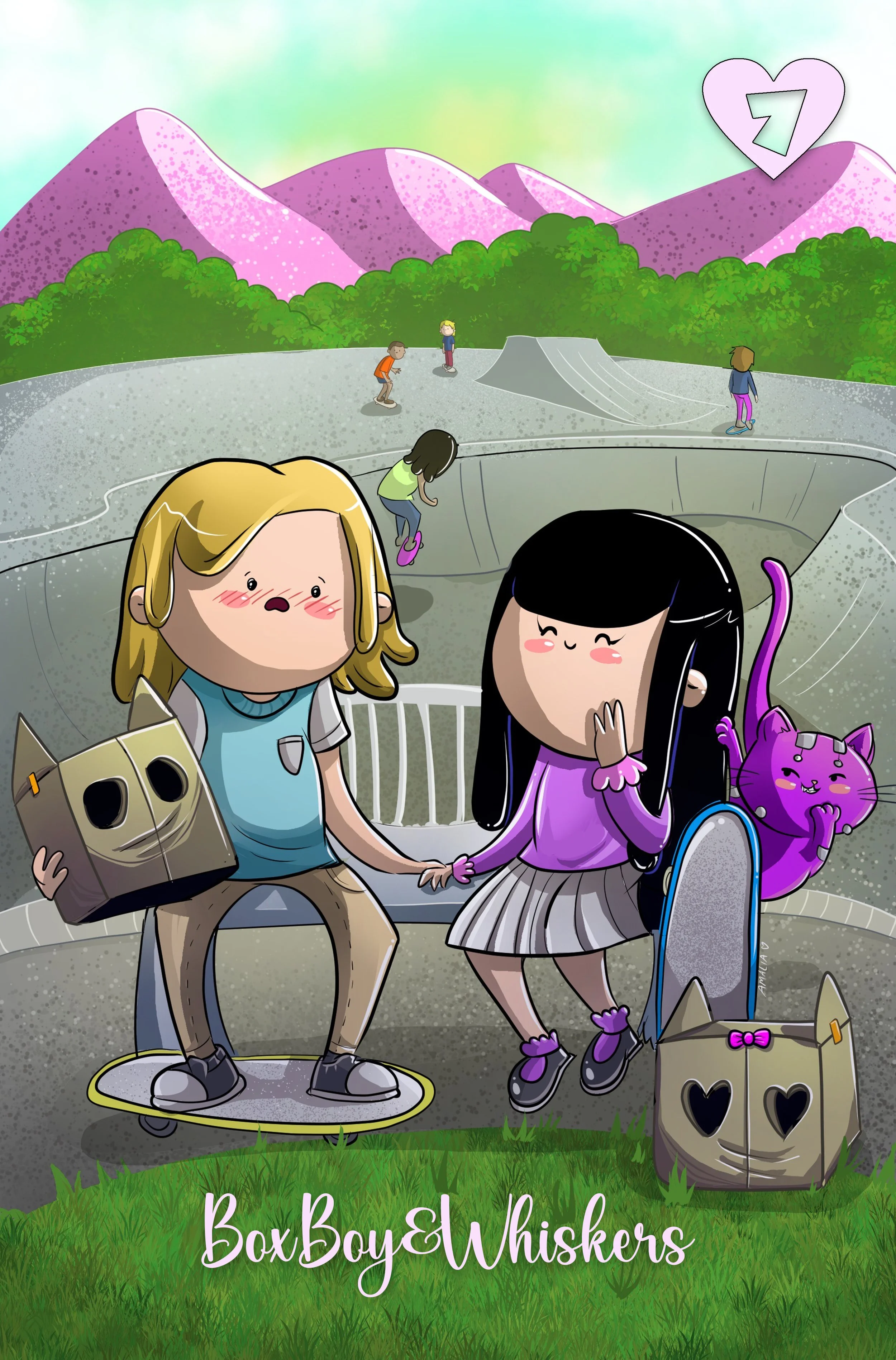 BoxBoy & Whiskers #2 Variant Cover by Amalia Garcia