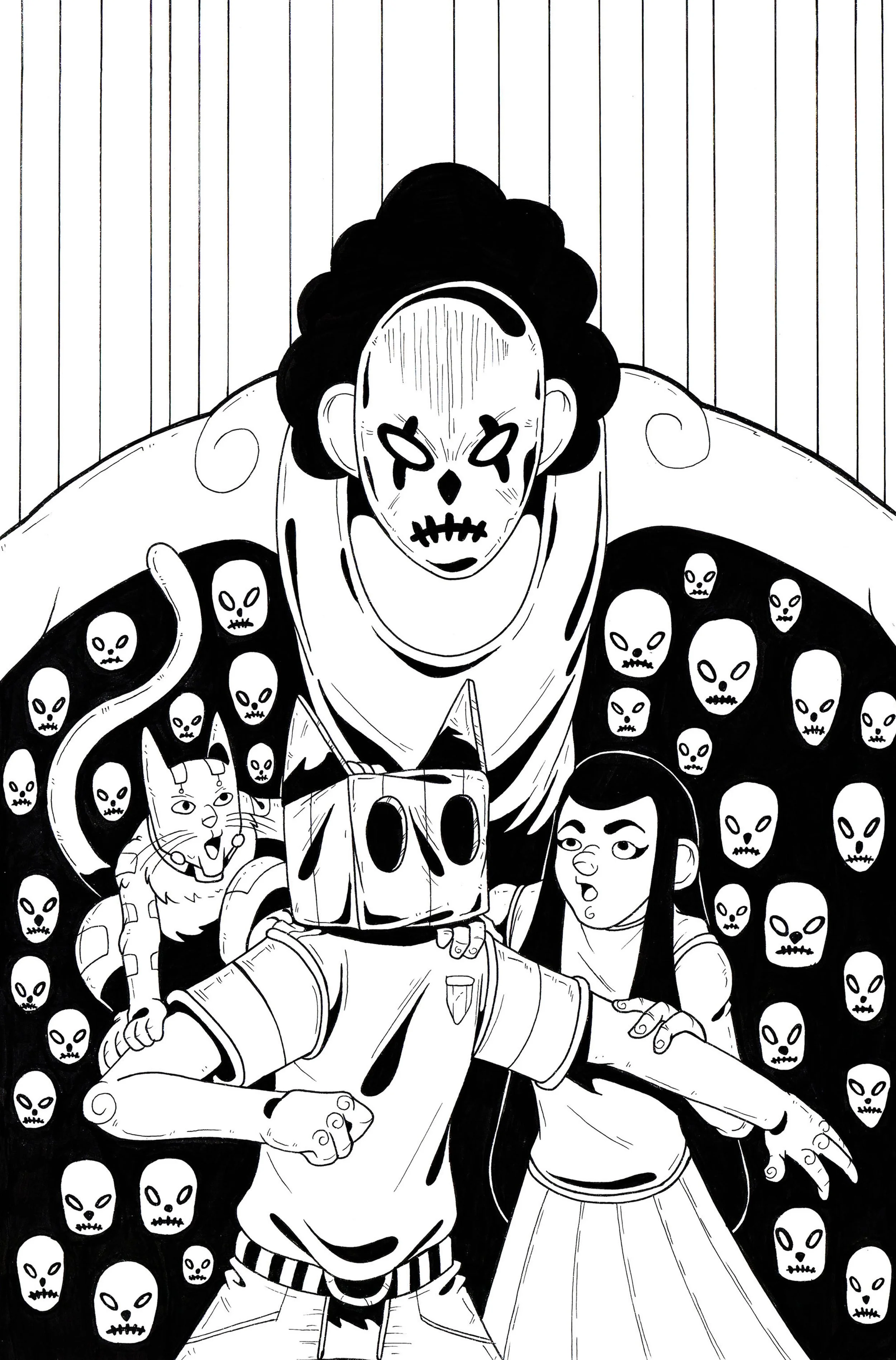 BoxBoy & Whiskers #6 B&W Virgin Variant Cover by Kron Swanson