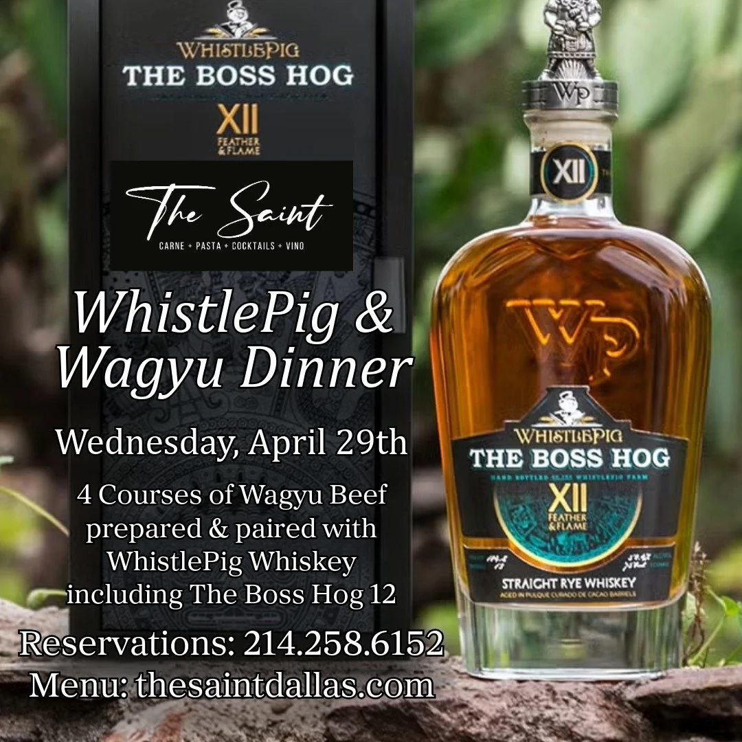 Join us Wednesday, April 29th for an unforgettable 4-course Texas and Japanese Wagyu beef experience, perfectly paired with vintage WhistlePig Whiskey &mdash; including the legendary The Boss Hog XII Feather &amp; Flame. Check out the full menu @thes