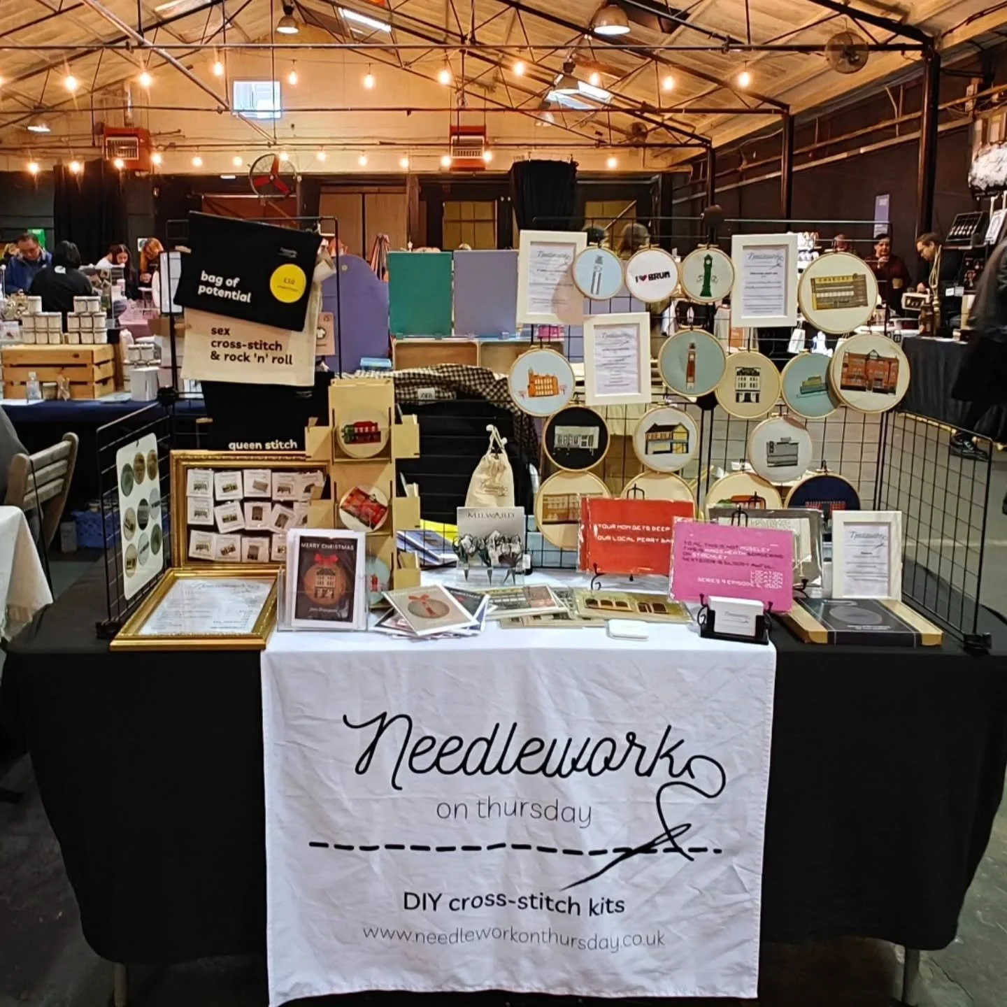 Hello @thecraftandflea at @secretspace_digbeth ! ☺️🪡 I'm here 11-4 today with kits and bits for cross-stitch and more.