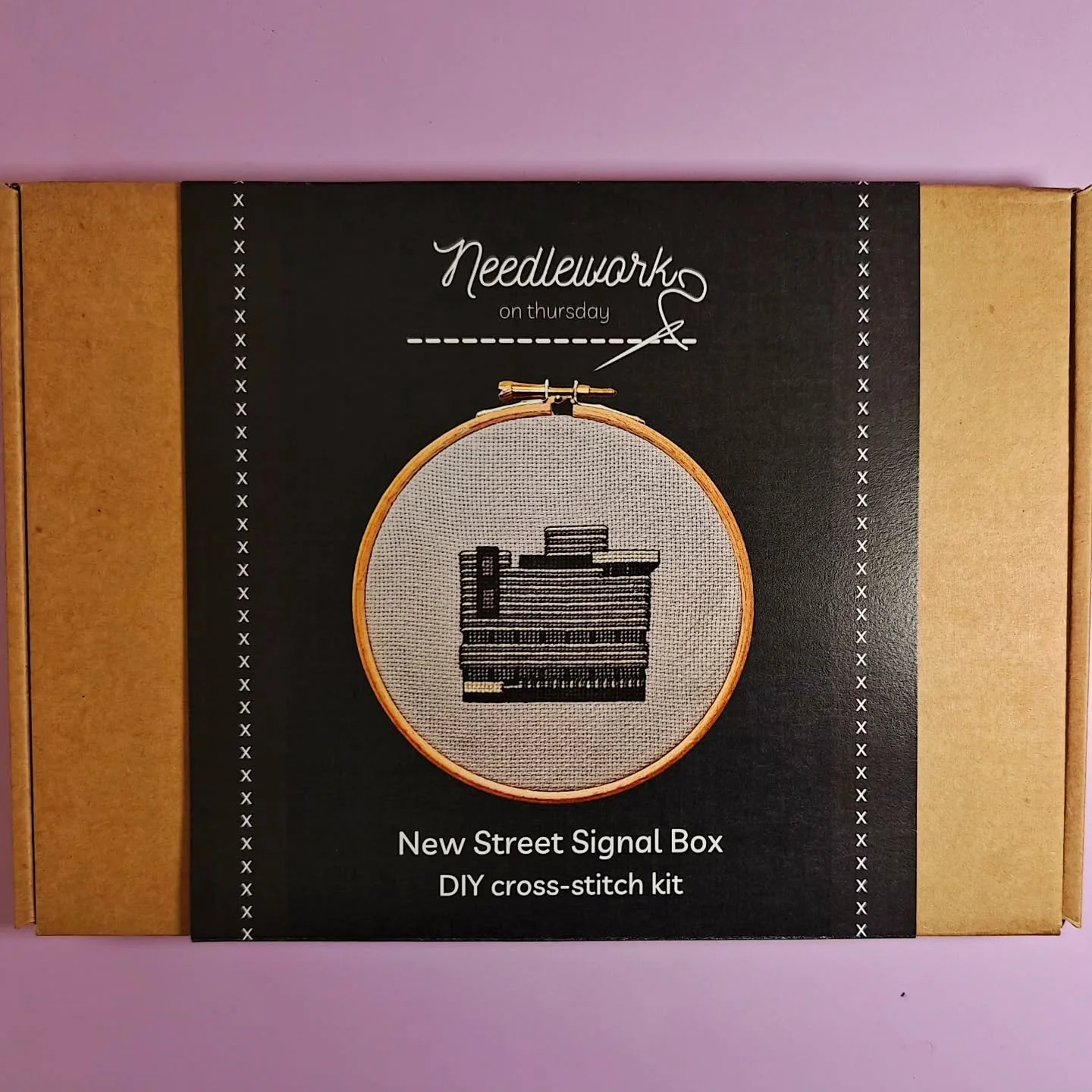 Two new Birmingham cross-stitch kits available to buy from my website! 🥳🪡 New Street Signal Box and Dads Lane Fish Bar are ready and waiting for you.

Each kit comes with DMC cotton threads, 16ct Zweigart aida, 5 inch Elbesee embroidery hoop, plywo