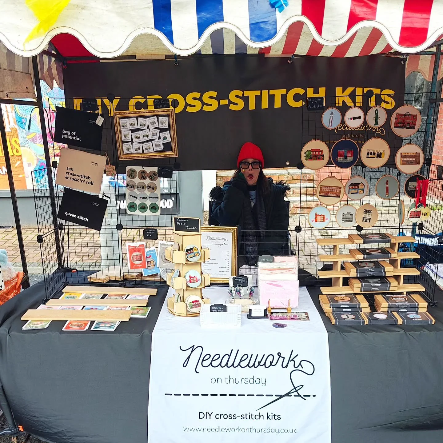 My last market appearance of 2025! What a year! If like me you're planning on hibernating until spring then you should probably buy a cross-stitch kit.
I'm not beating around the bush, I've got kits and you've got hands, let's do this. 🪡👋🏻💝