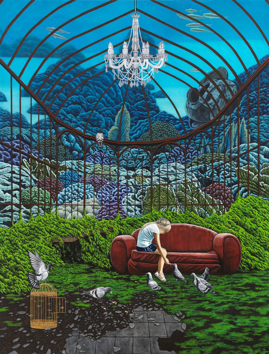 Caged, 80" x 60", oil on canvas