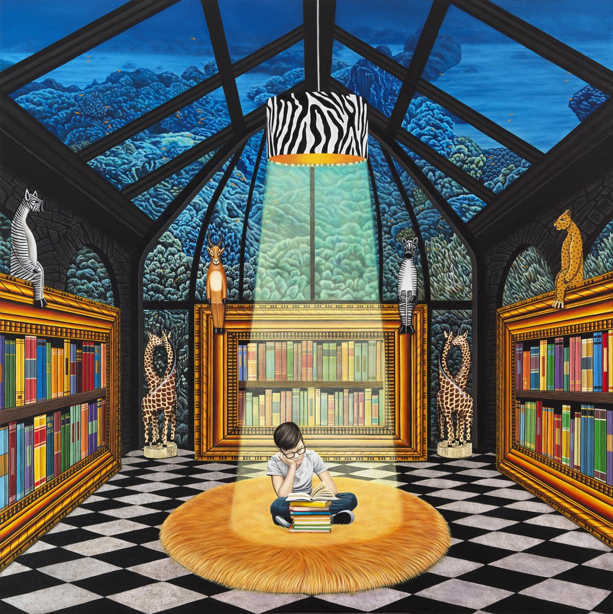 The Library, 70" x 70", 2024