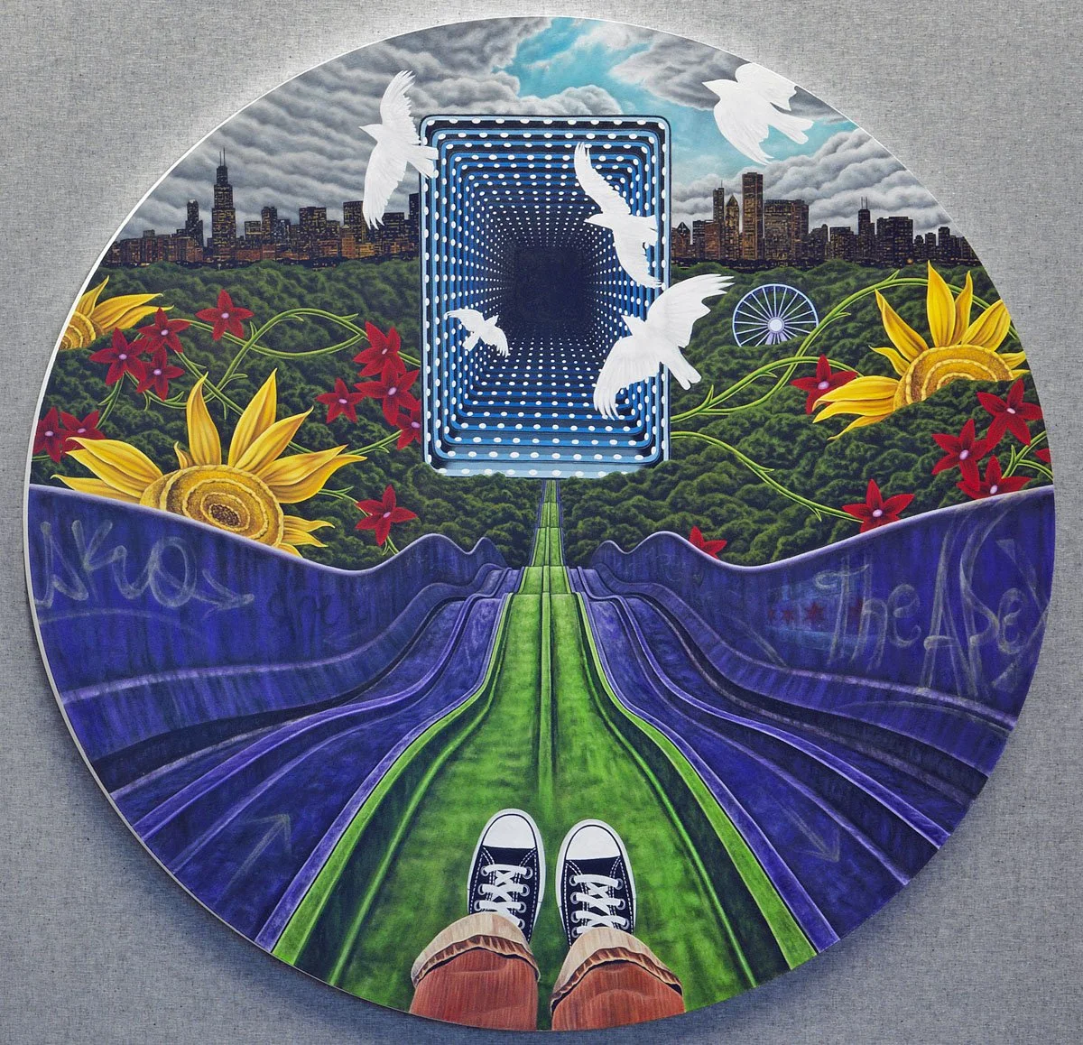 Apex Tondo, 60" diameter, oil on canvas