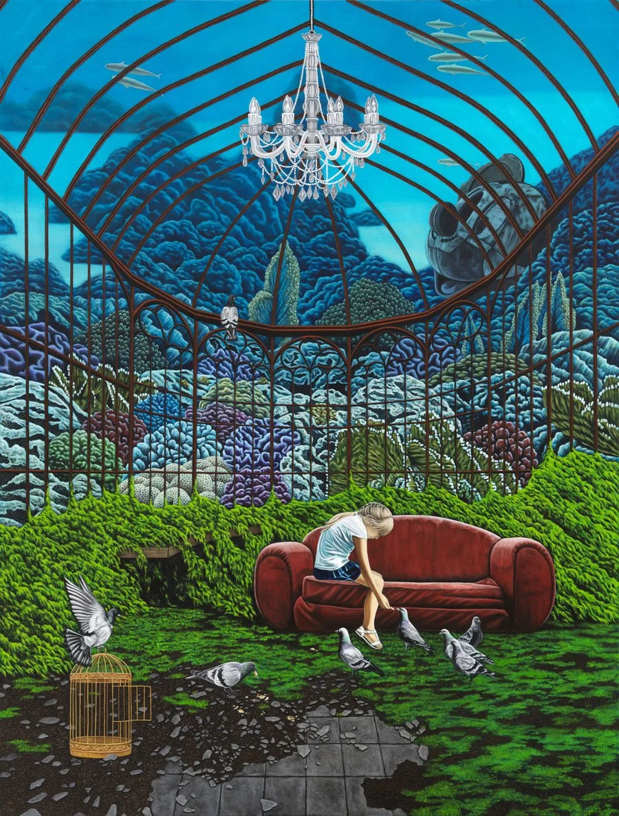 Caged, 80" x 60", oil on canvas