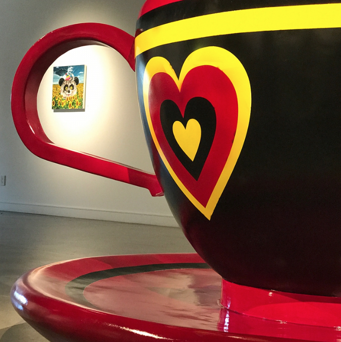 Installation view, fiberglass tea cup, dimensions variable
