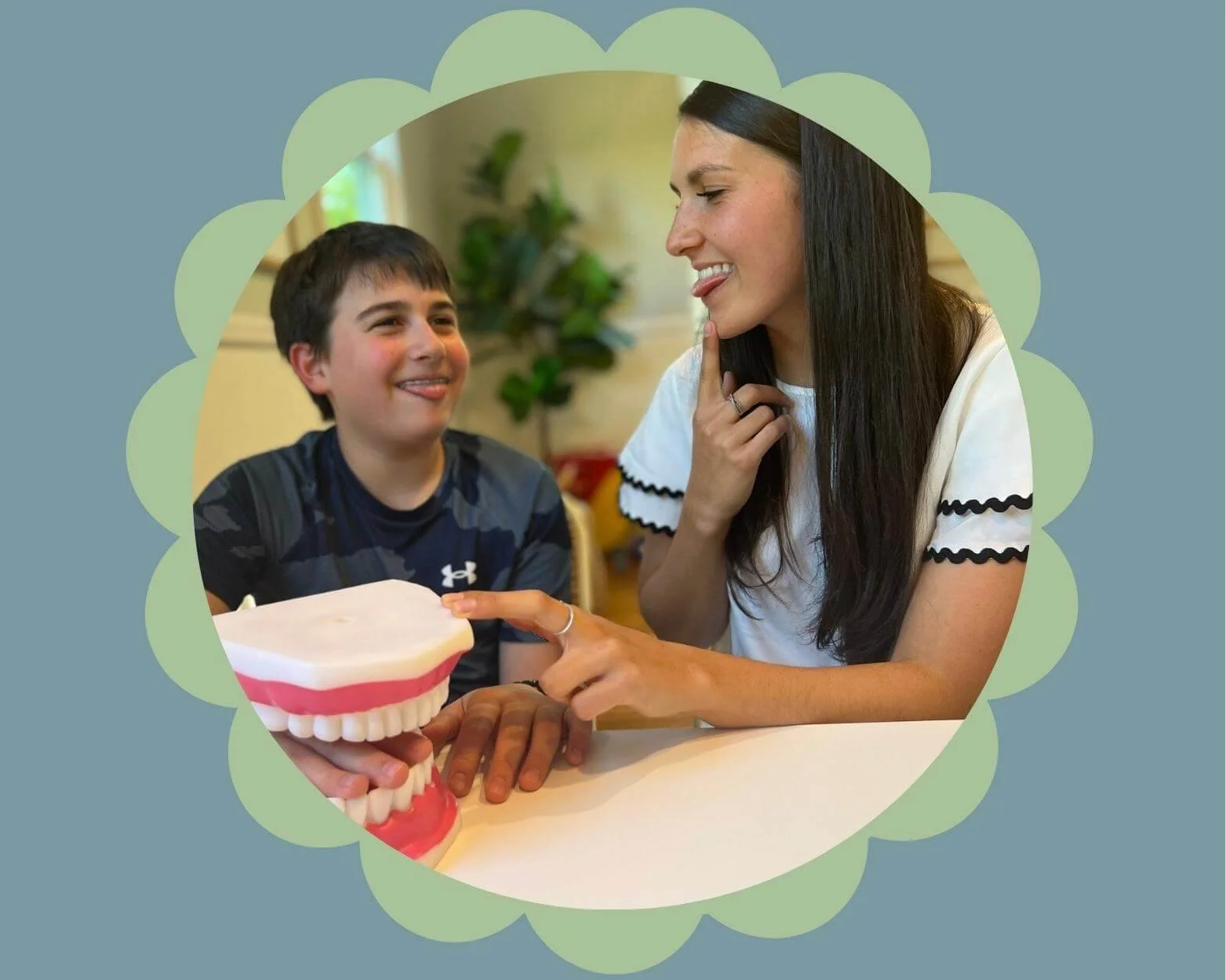 Pediatric speech therapist providing in-home therapy to a child in Fairfield County, Connecticut