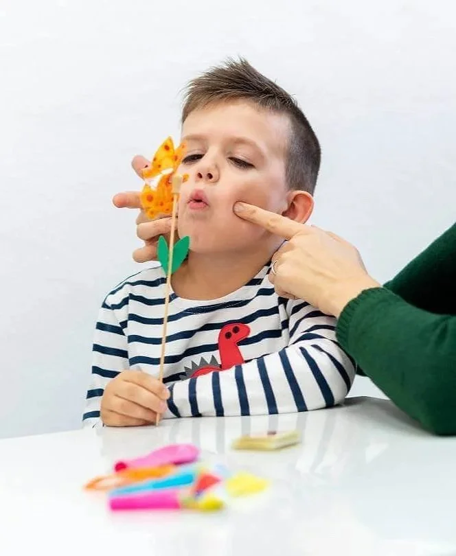 Speech therapist in Fairfield practicing articulation with a child.