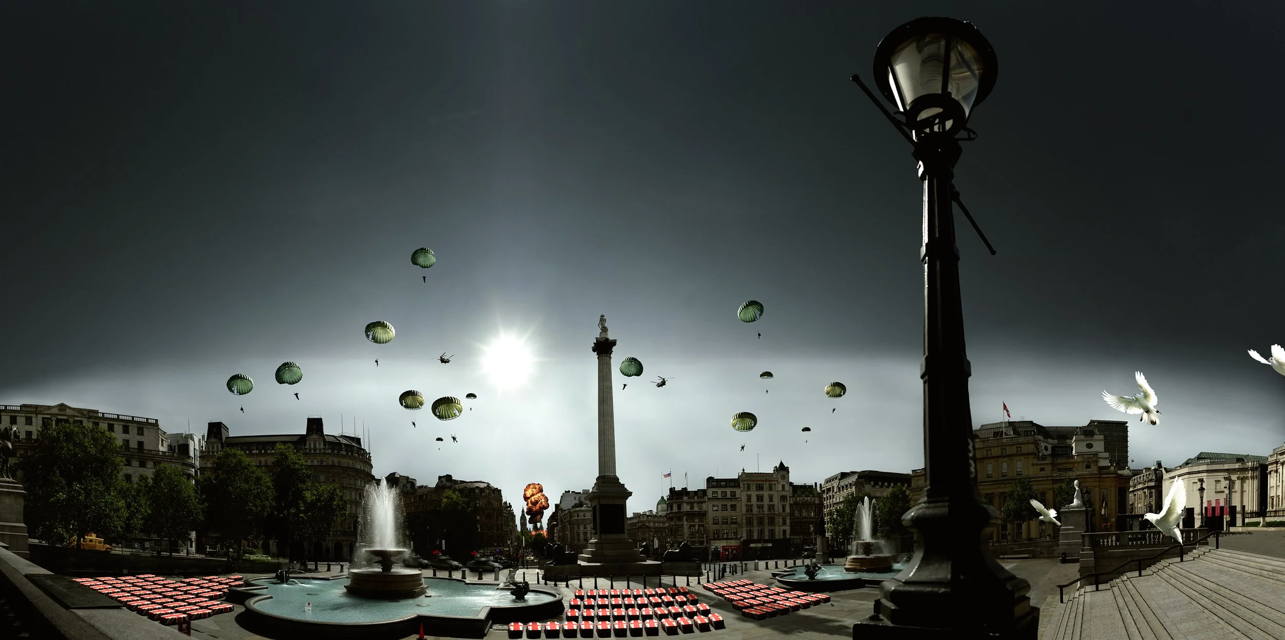 battle for Trafalgar
Chromogenic cibachrome print mounted on to aluminium front face glass mounting
Edition of 3
150 x 74 cm 