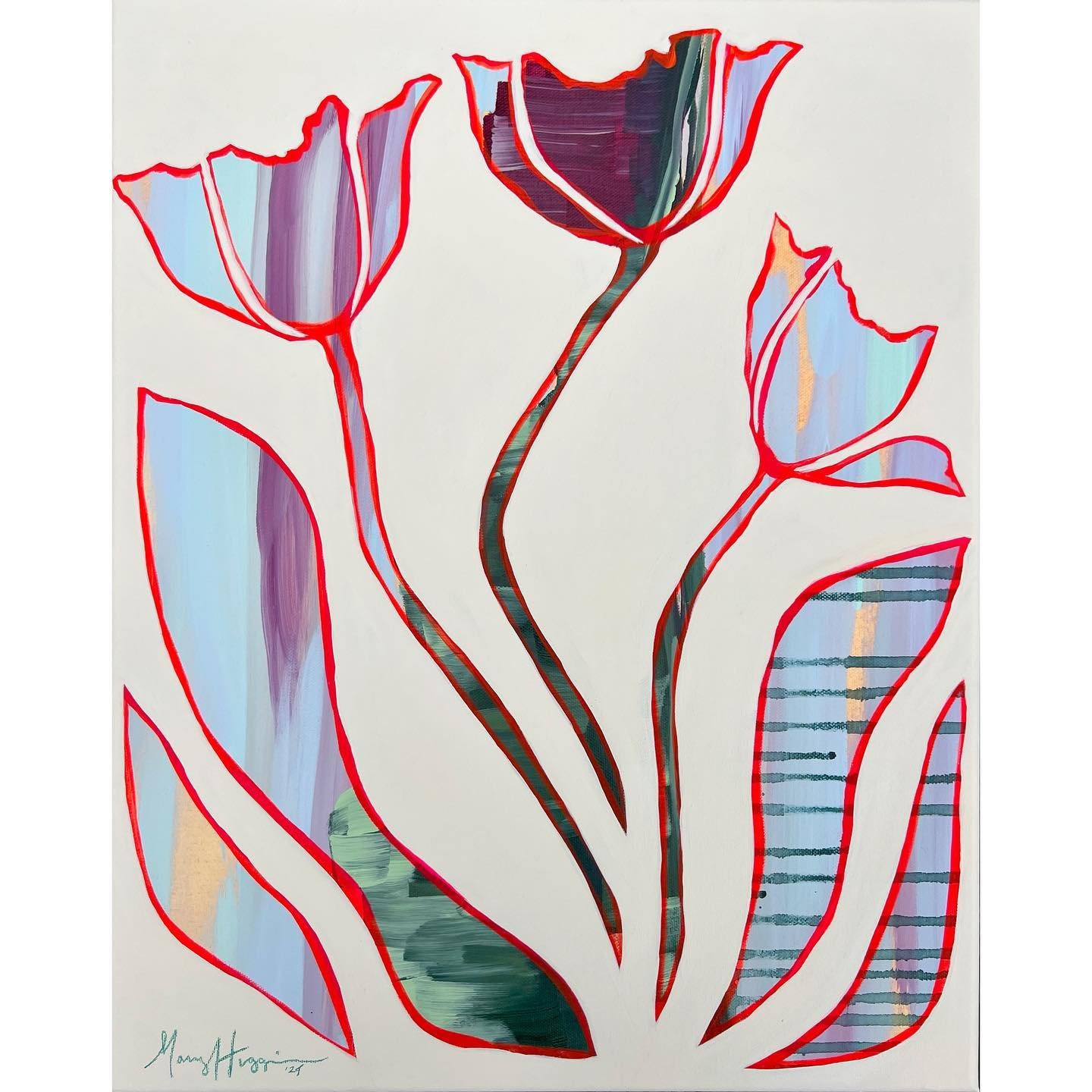 Which do you like better? White background or color? 

Multiple new tulip paintings in the works because I can&rsquo;t keep them in stock 😉🌷🤍

@inmanparkfest