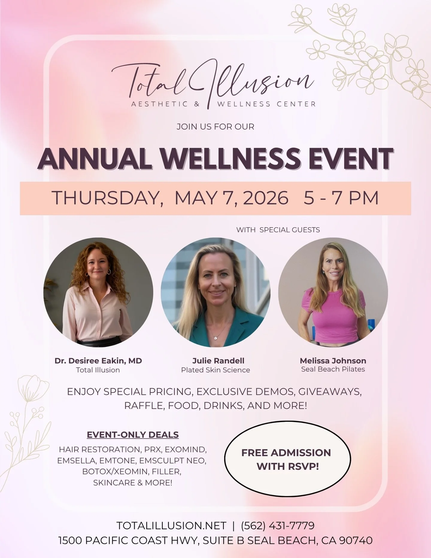 💌 Save the date! We&rsquo;re hosting a FREE Annual Wellness Event where you can enjoy special pricing, exclusive demos, giveaways, &amp; more! We&rsquo;ll be together with our friends at Plated Skin Science and Seal Beach Pilates! See you there!

💫
