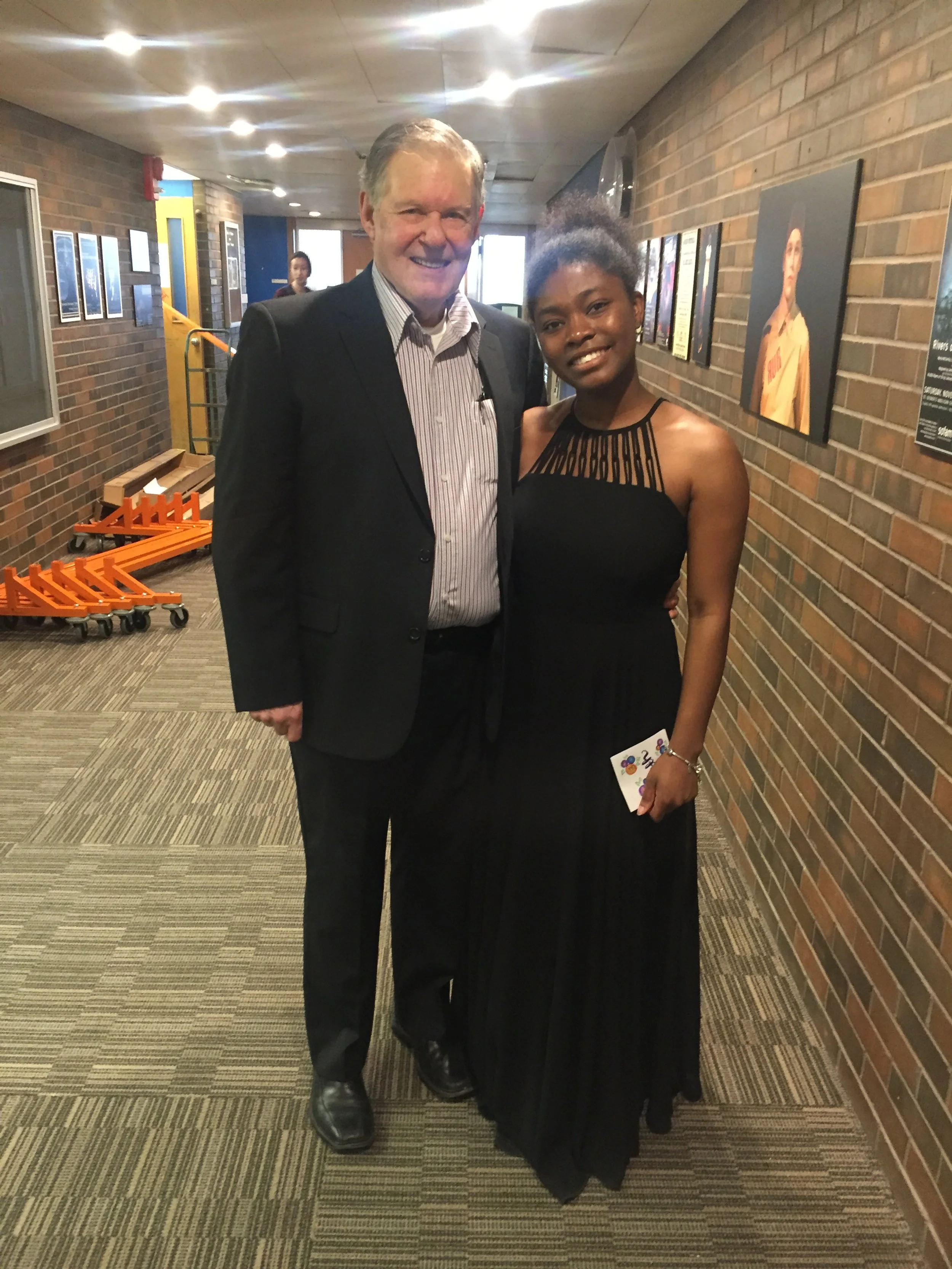 Ruth with teacher, Glyn Evans after fourth-year recital (University of Guelph, 2019)