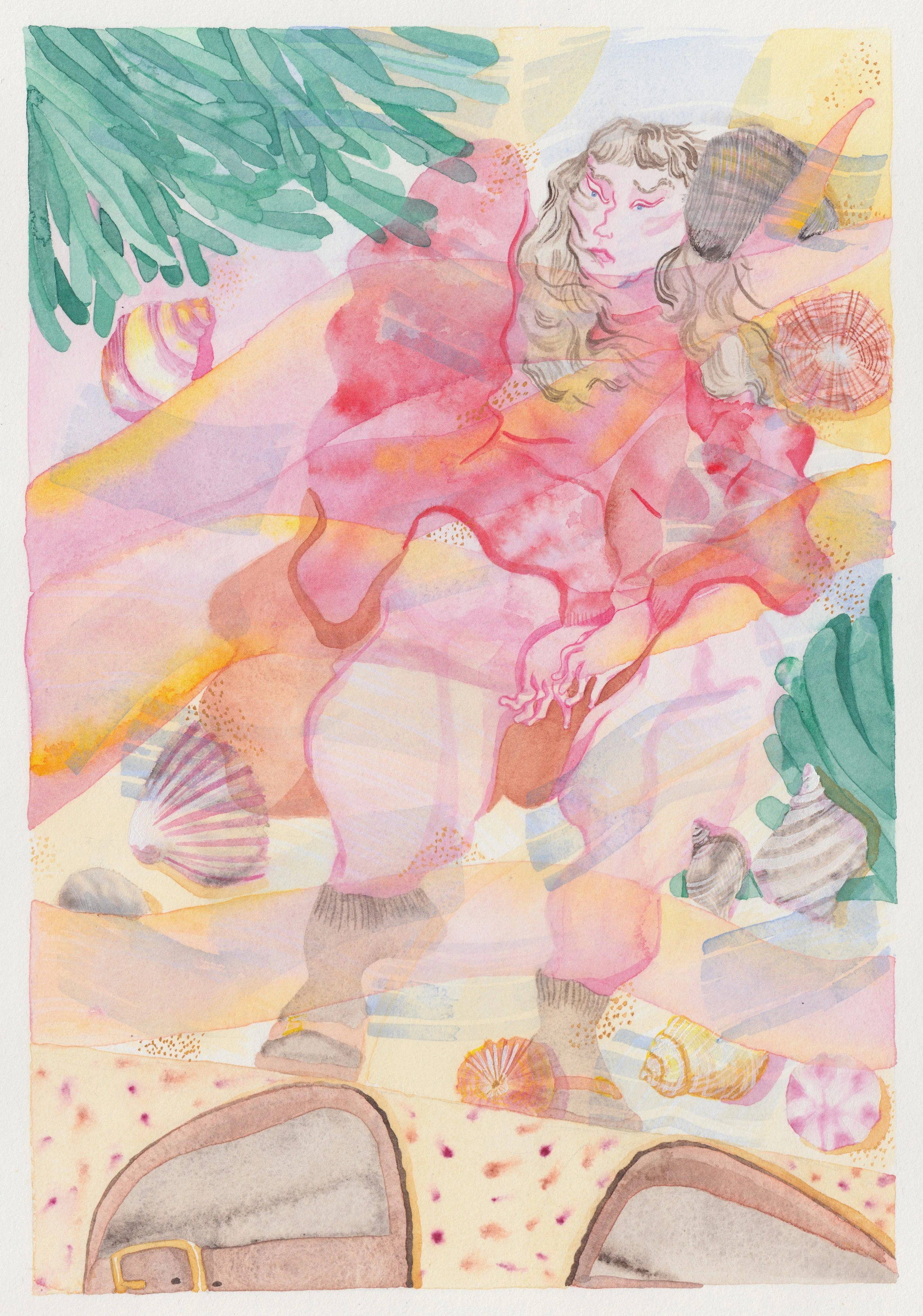 Lost at sea, 2026, watercolour on paper, 240mm x 350mm