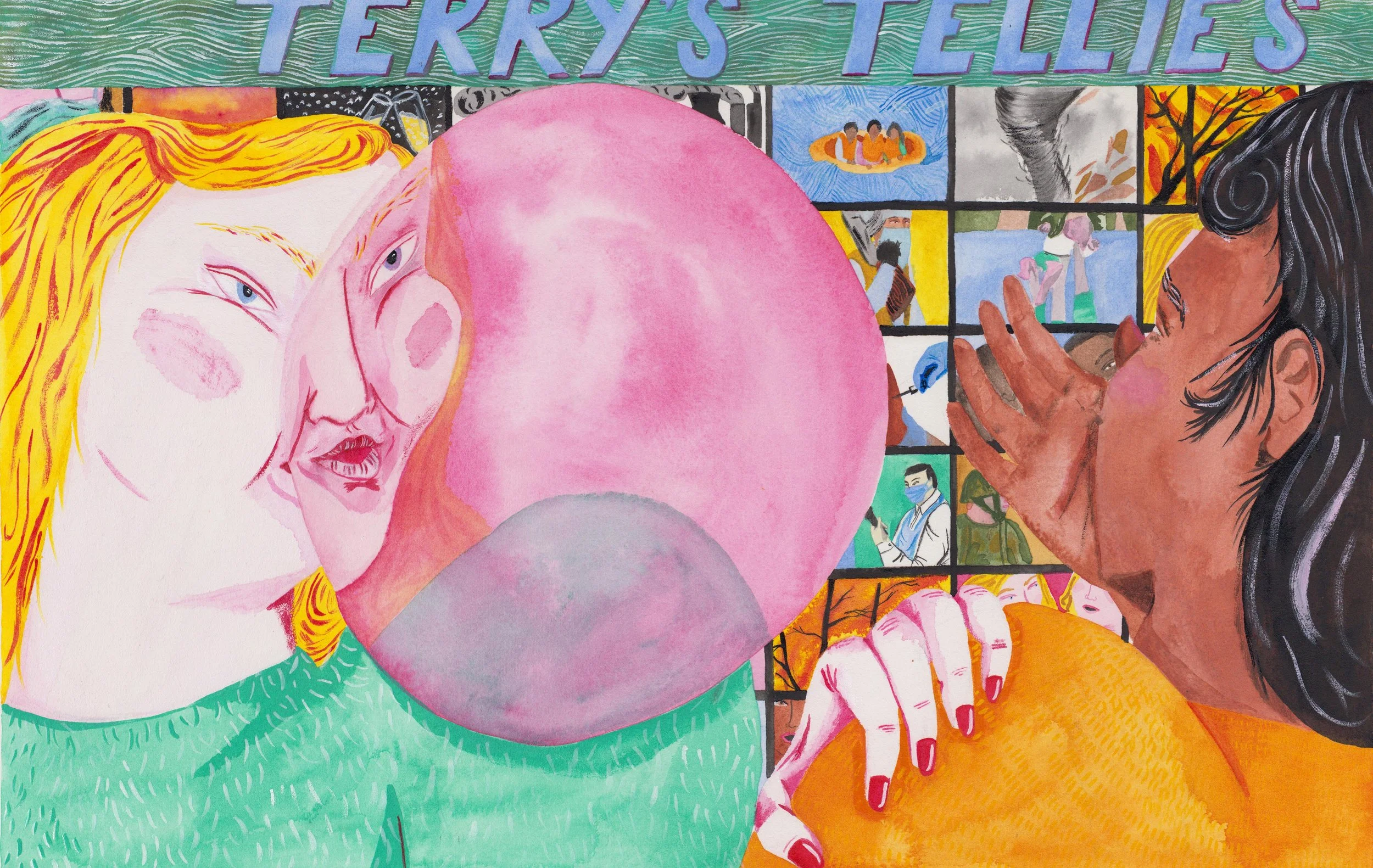 Chewing out a rhythm, 2021, watercolour and gouache on paper, 453mm x 290mm