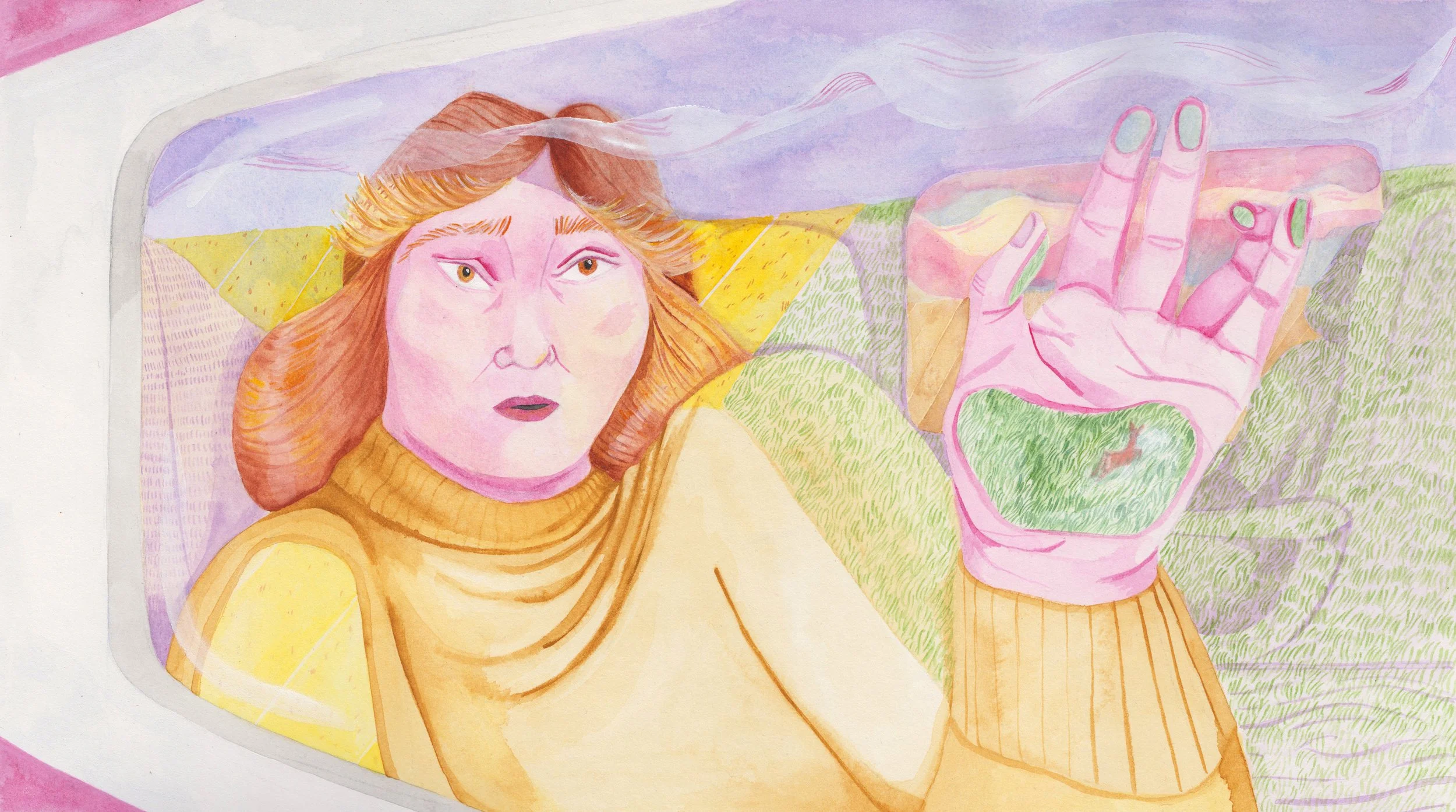 Going home, 2022, watercolour on paper, 476mm x 270mm