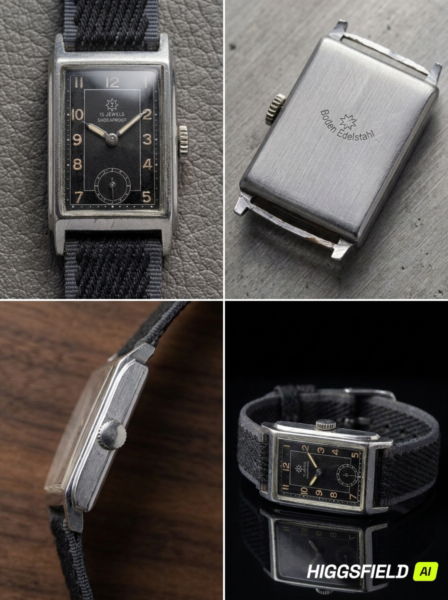 Vintage Junghans German Art Deco 1950's Era Tank Manual Wind Watch