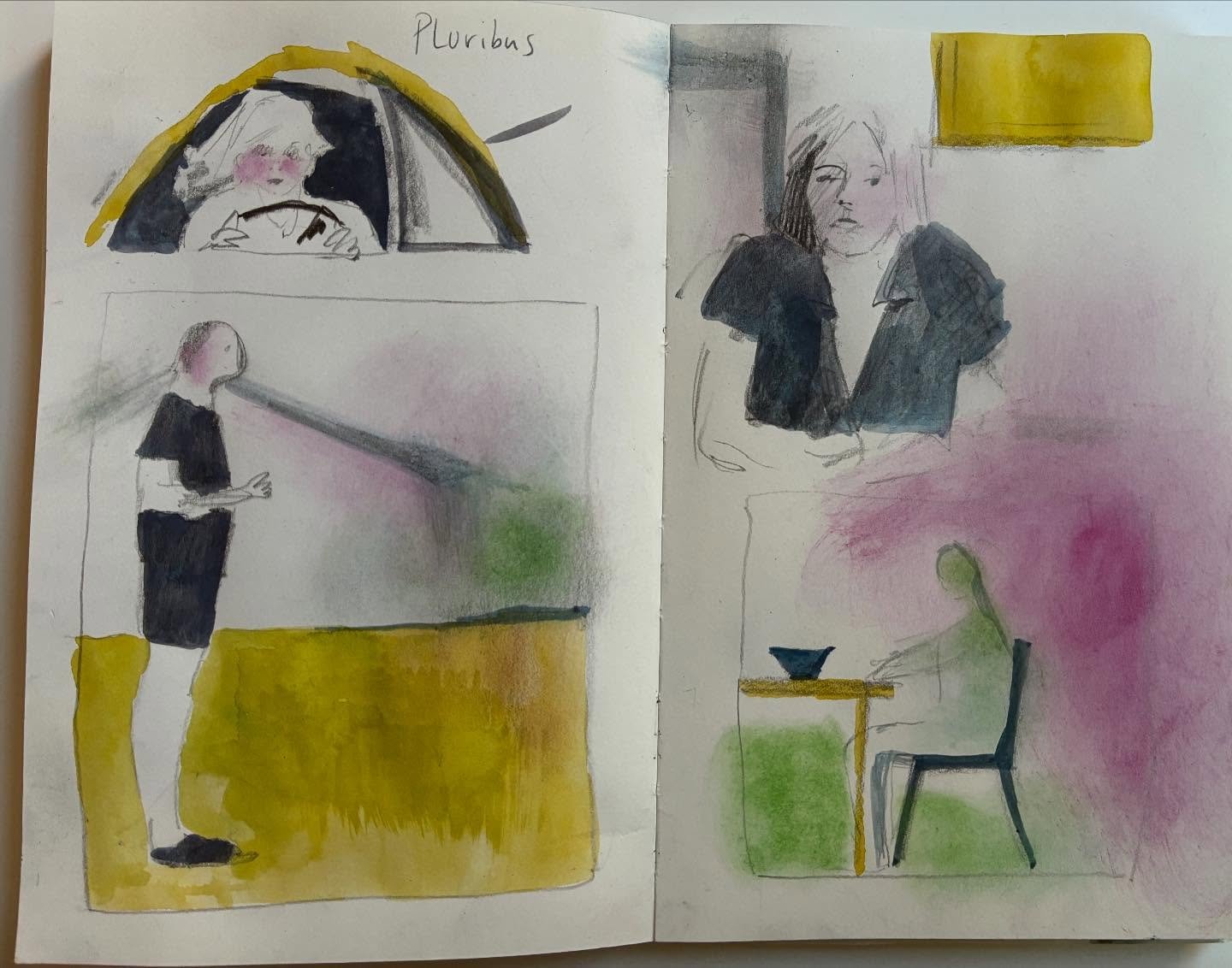 Getting back in to drawing again, drawing while watching 'Pluribus' mixing a bit of observation followed by imagination adding colour afterwards.

#artistsonintagram #illustratorsoninstgram #tellastory