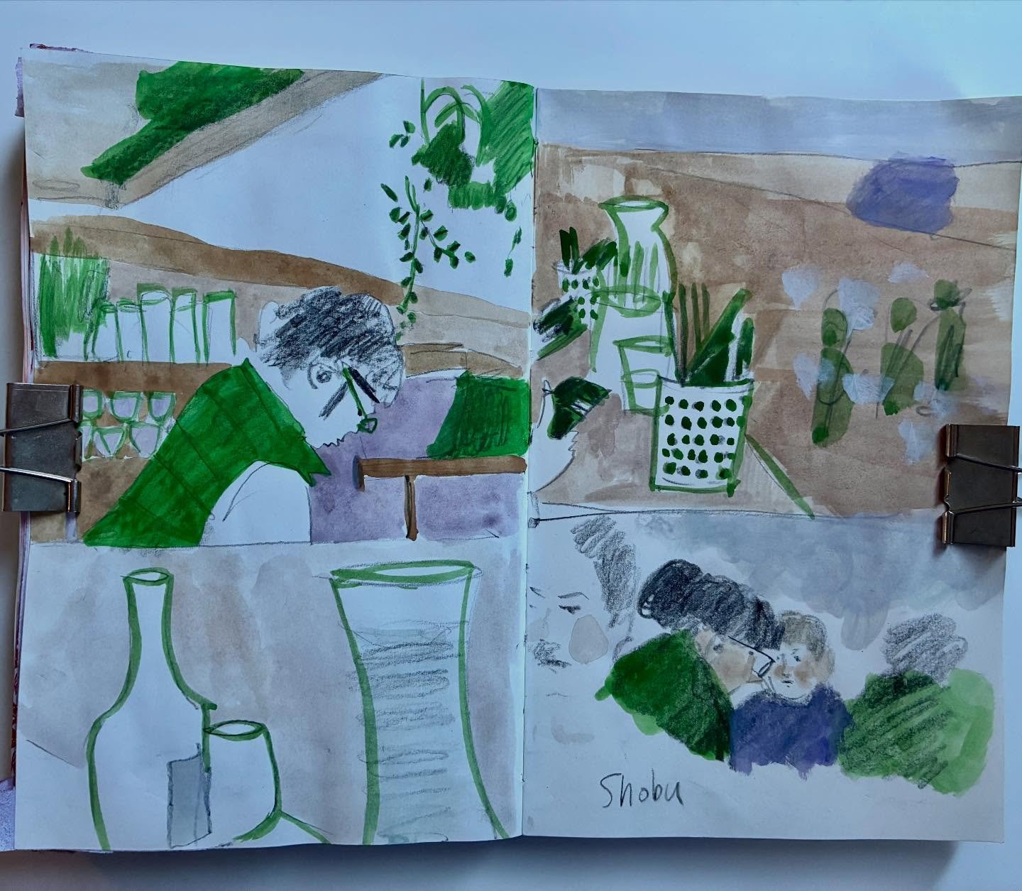 A 2025 drawing moment, while waiting for food at Shobu post Christmas, with colour added yesterday, in 2026.

For about a decade of New Years, January for me has always offered hope that our world chills out and becomes a kinder, more tolerant, equal